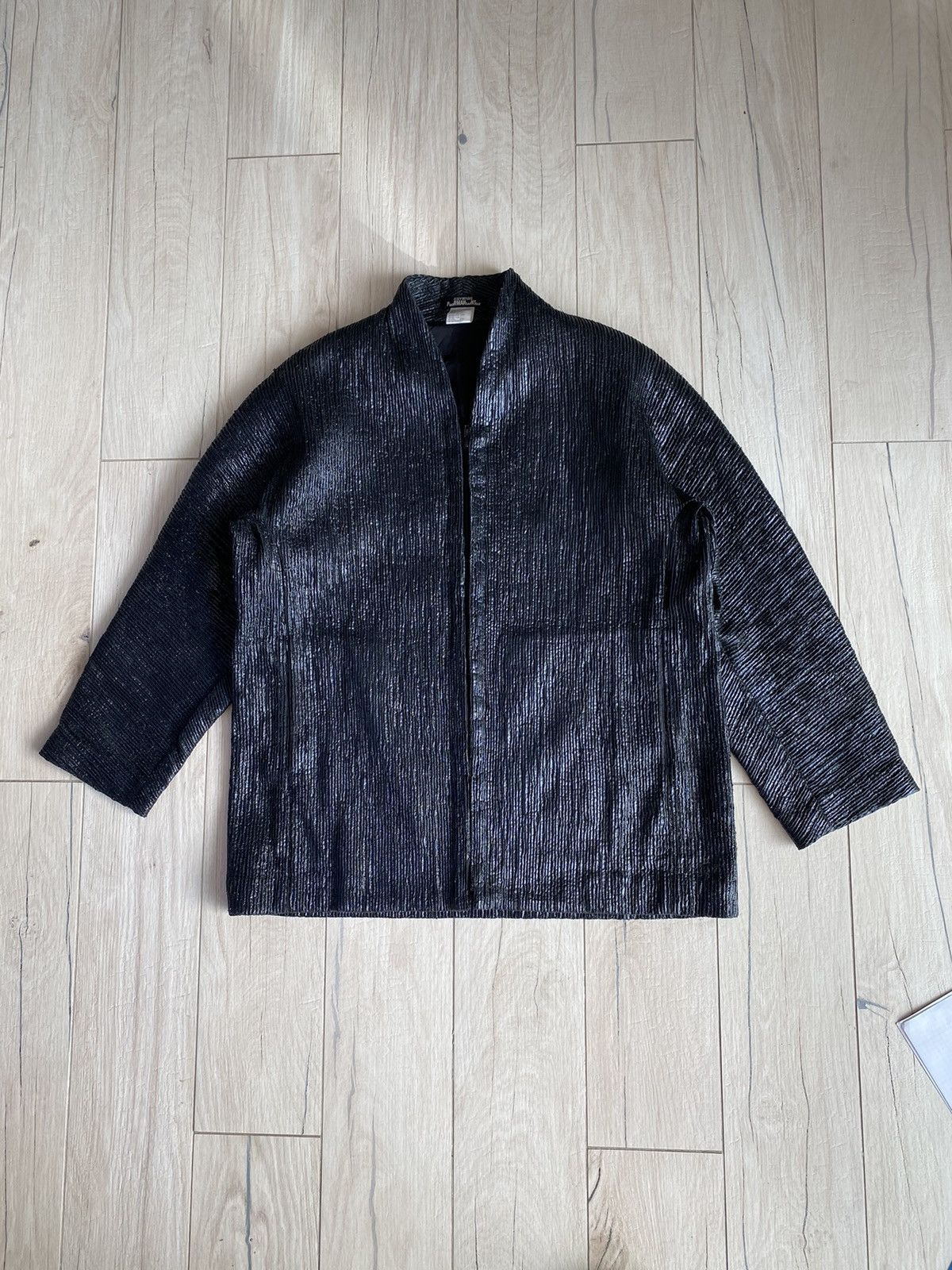 Pre-owned Avant Garde X Issey Miyake Archive Issey Miyake Permanente Painted Abtract Black Jacket (size Medium)