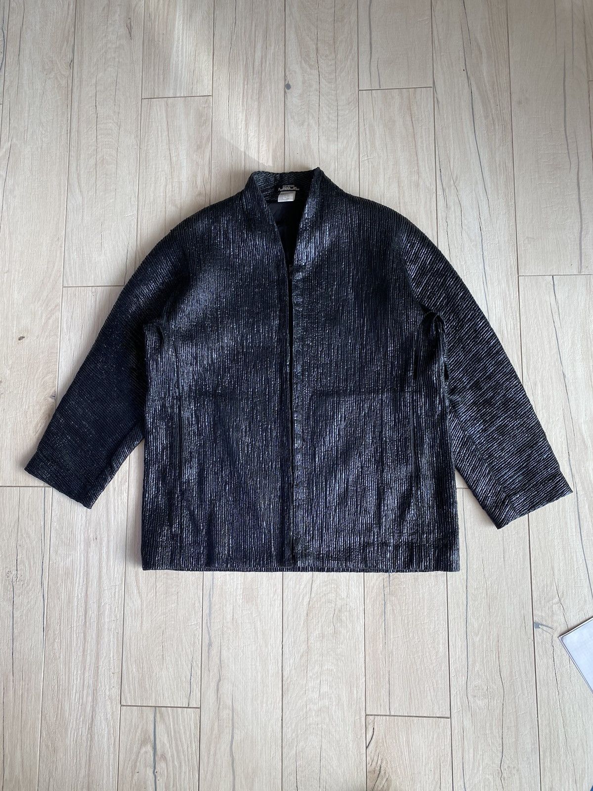 image of Avant Garde x Issey Miyake Archive Issey Miyake Permanente Painted Abtract Black Jacket (Size Mediu