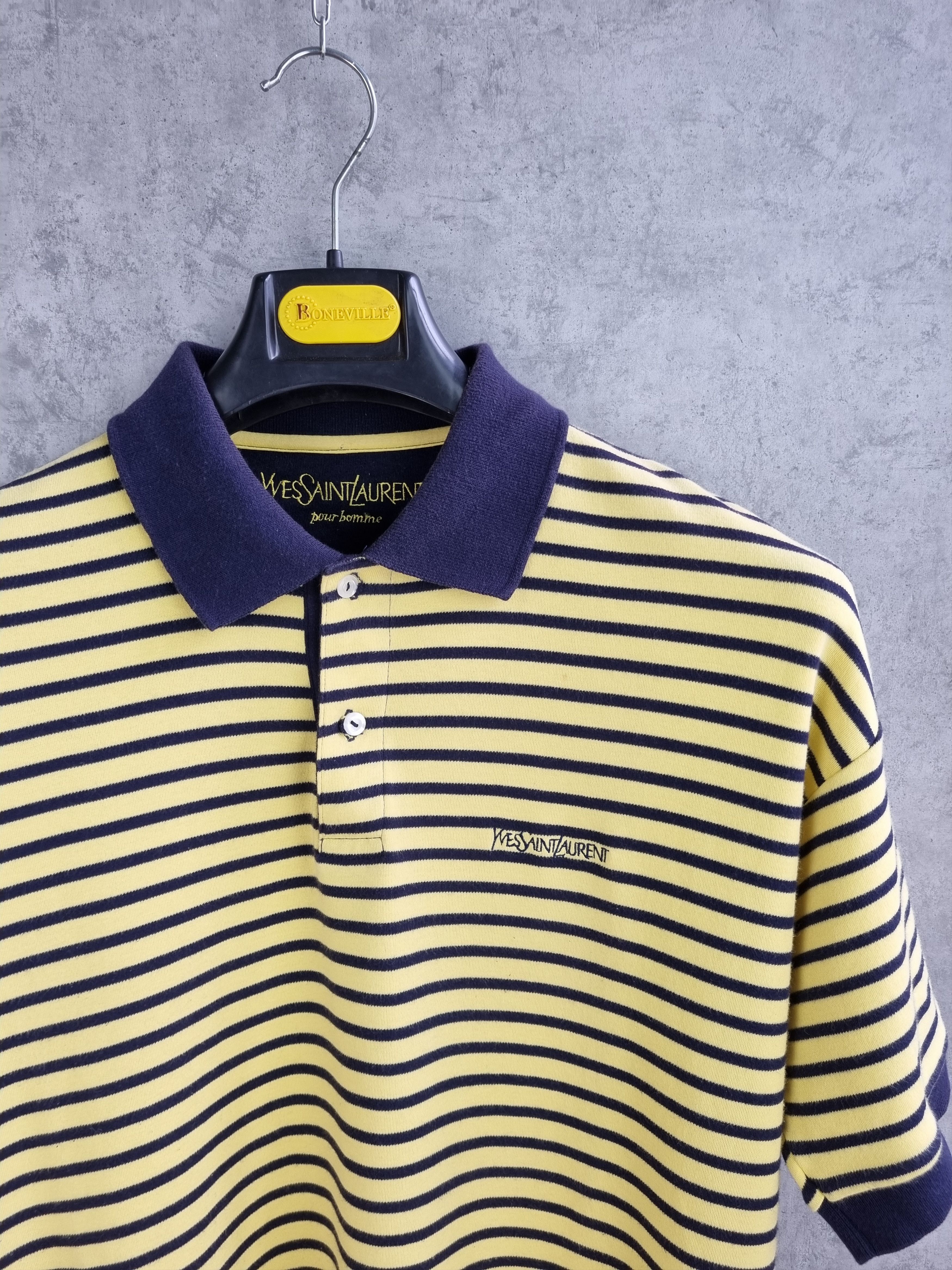 Vintage × Yves Saint Laurent 90s Yves Saint Laurent Pour Home Vintage Striped Polo Size US L / EU 52-54 / 3 - 5 Thumbnail