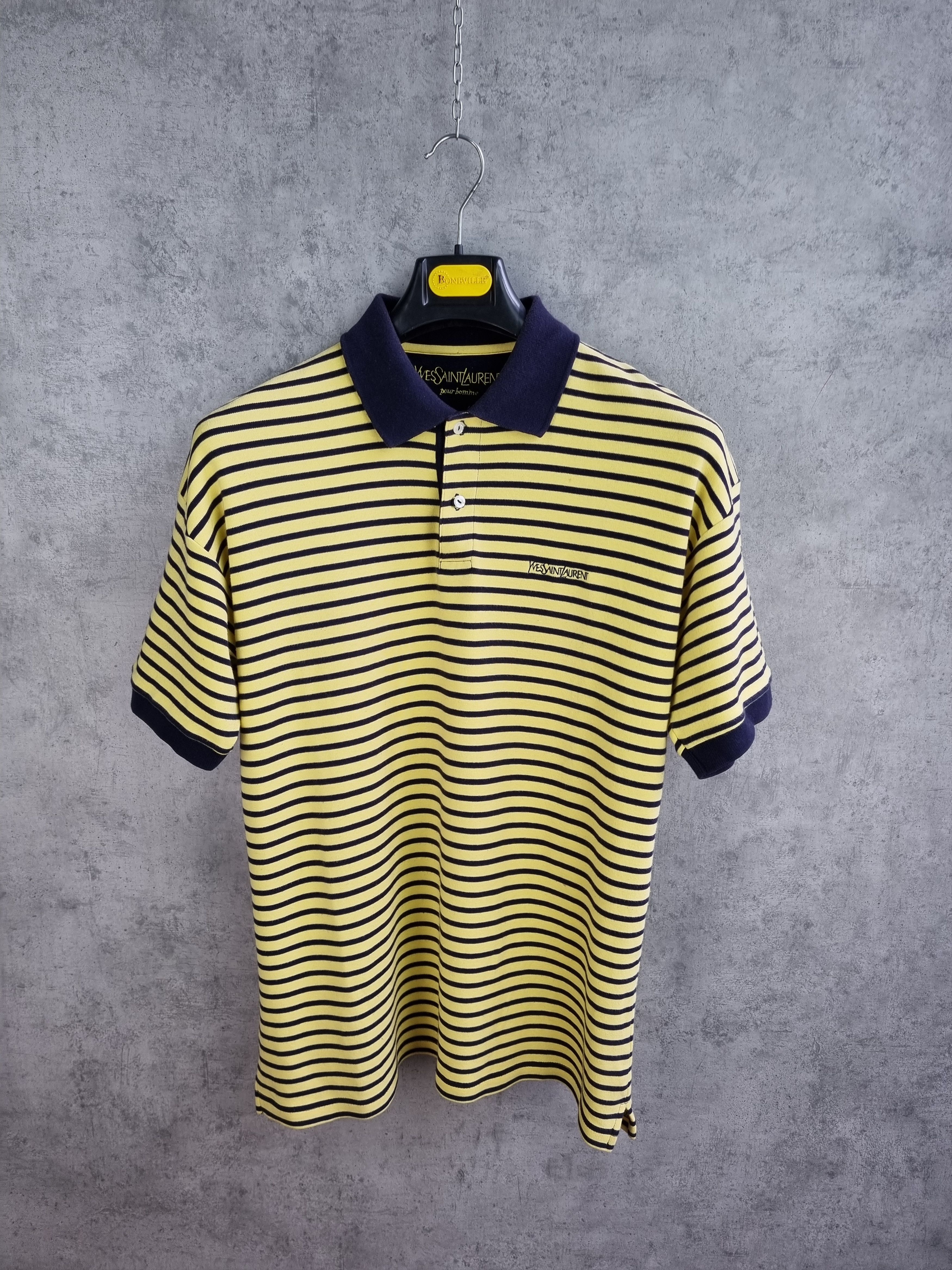 Vintage × Yves Saint Laurent 90s Yves Saint Laurent Pour Home Vintage Striped Polo Size US L / EU 52-54 / 3 - 4 Thumbnail