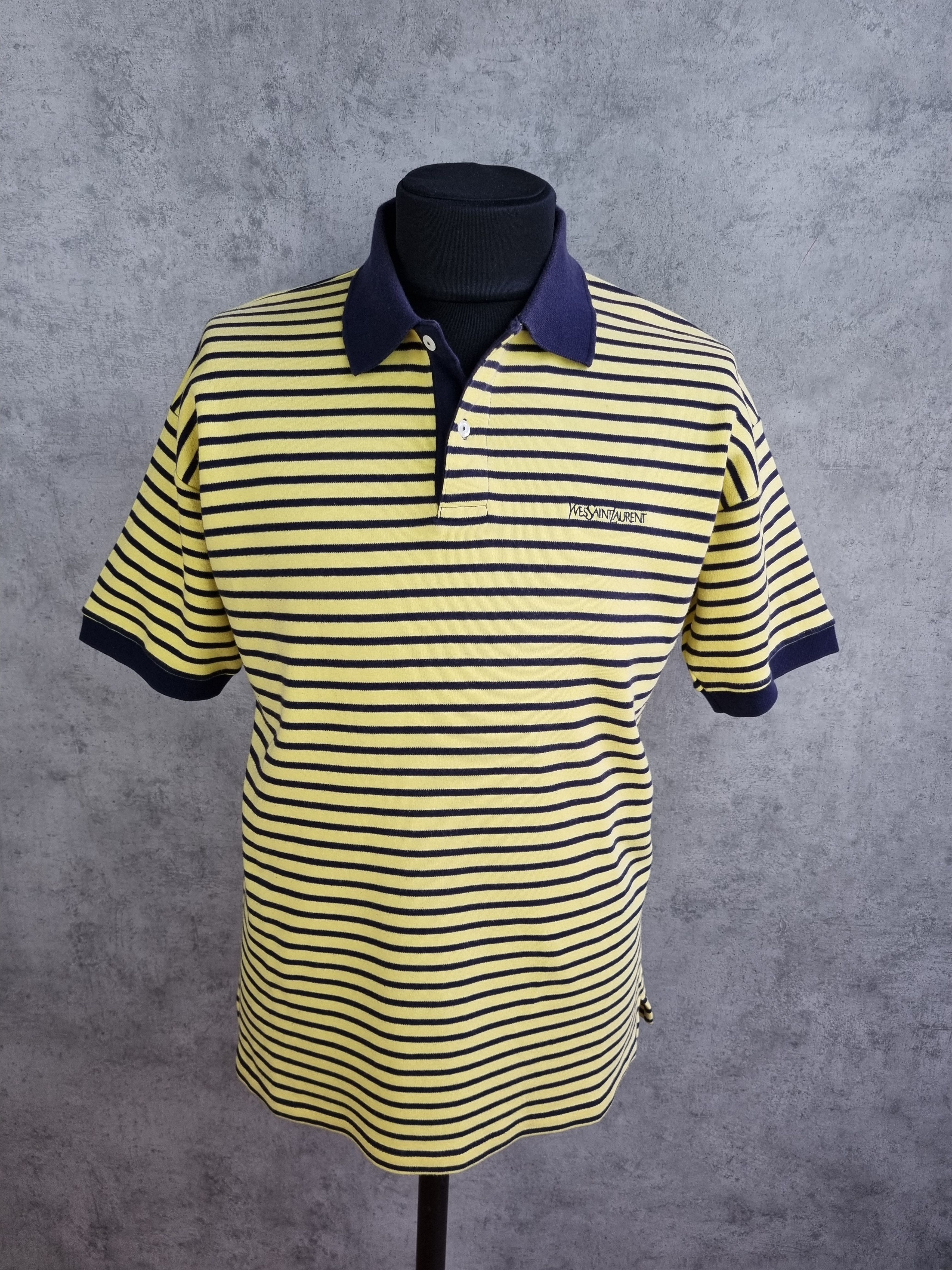 Vintage × Yves Saint Laurent 90s Yves Saint Laurent Pour Home Vintage Striped Polo Size US L / EU 52-54 / 3 - 1 Thumbnail