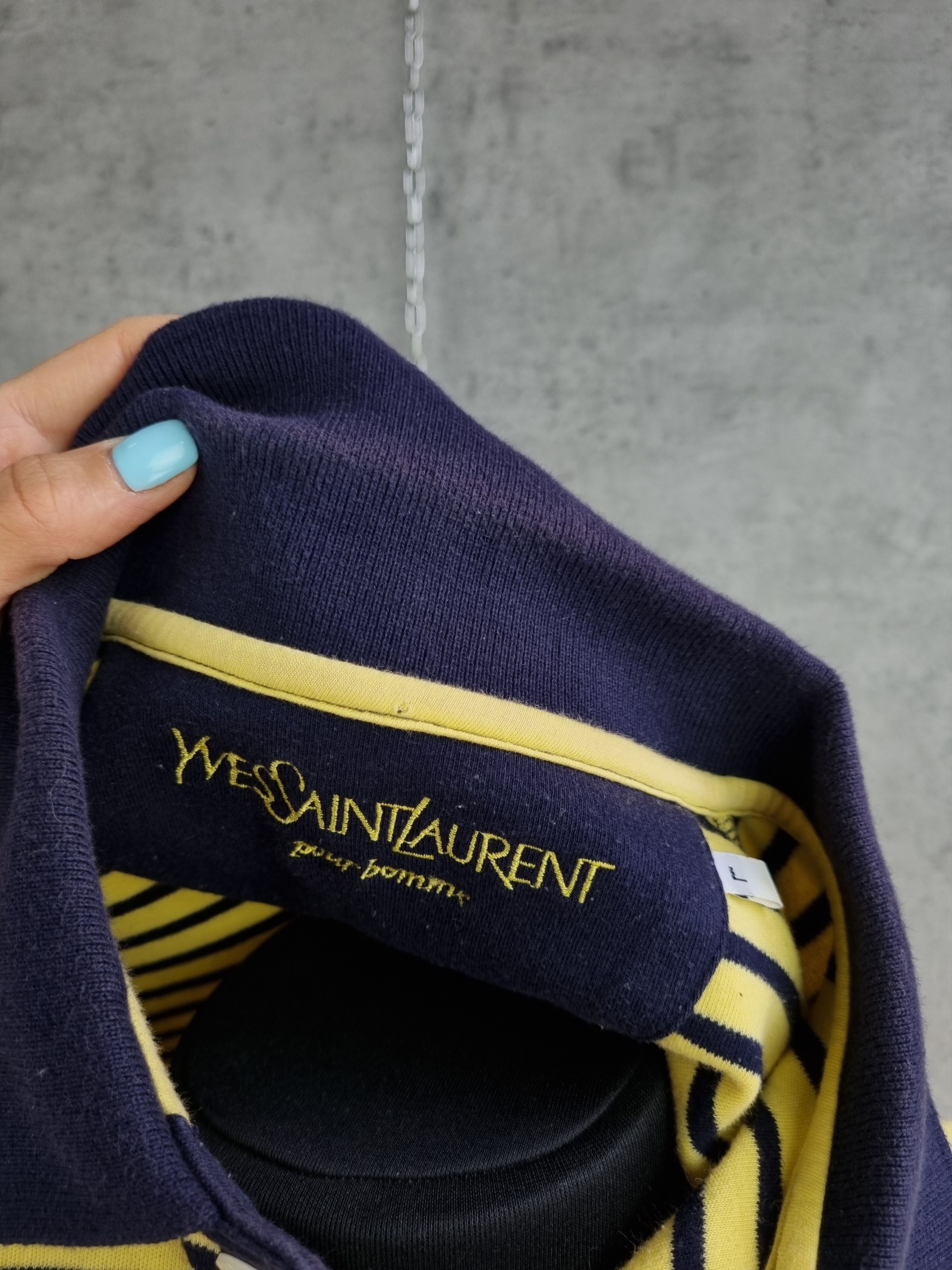 Vintage × Yves Saint Laurent 90s Yves Saint Laurent Pour Home Vintage Striped Polo Size US L / EU 52-54 / 3 - 8 Thumbnail