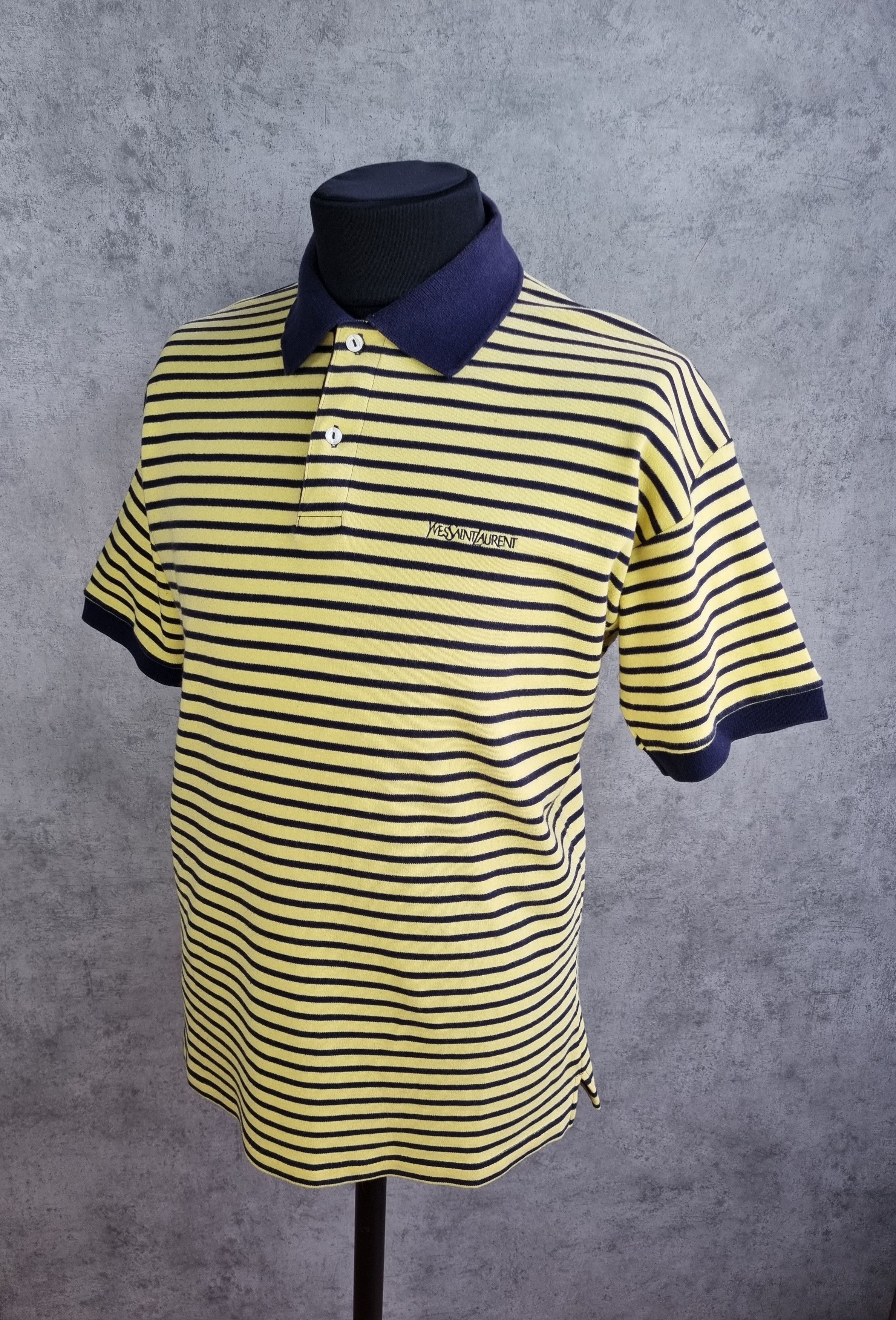Vintage × Yves Saint Laurent 90s Yves Saint Laurent Pour Home Vintage Striped Polo Size US L / EU 52-54 / 3 - 2 Thumbnail