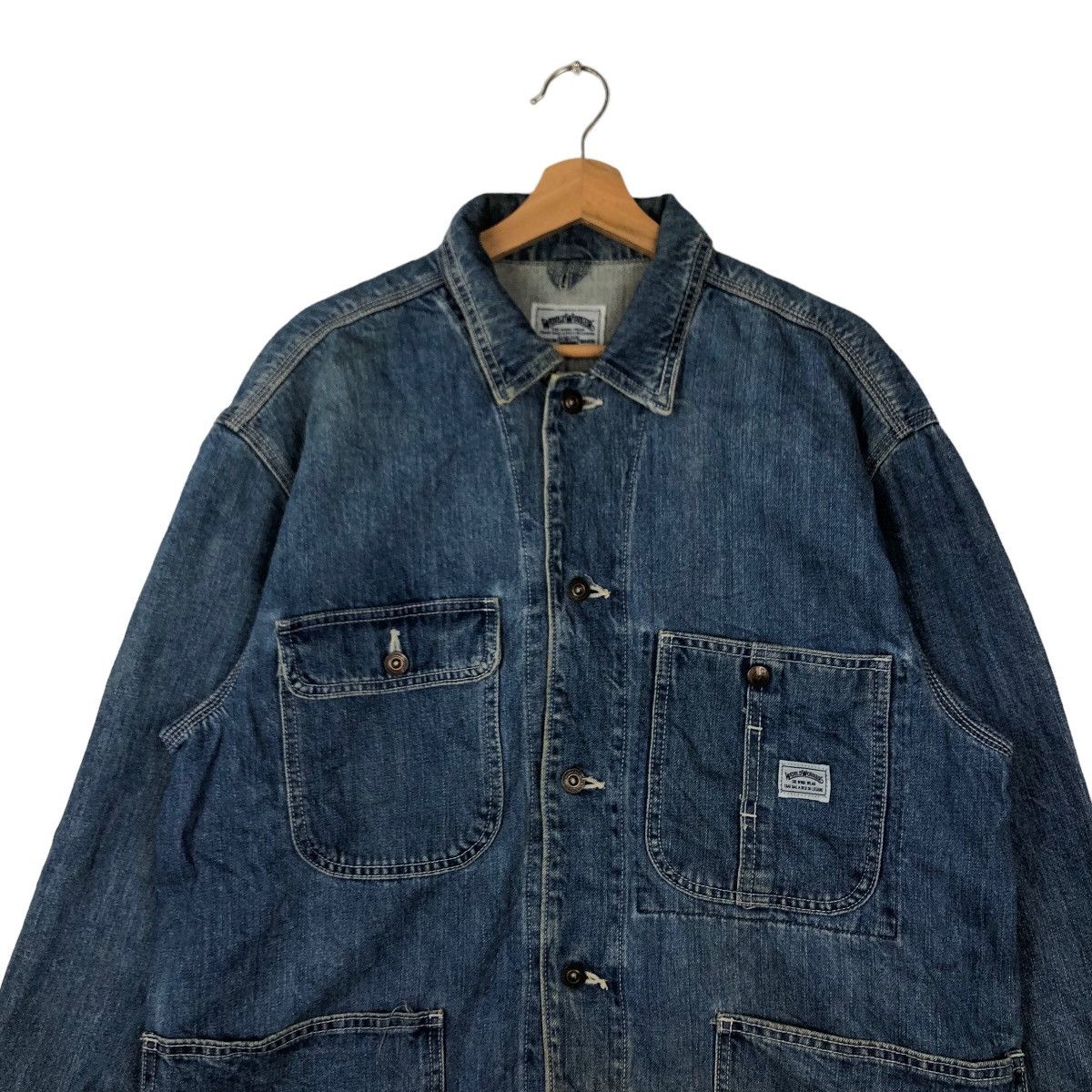 Japanese Brand 🔥VINTGE HIKORY CHORE DENIM WORK JACKET WORLDWORKERS JAPAN Size US L / EU 52-54 / 3 - 2 Thumbnail