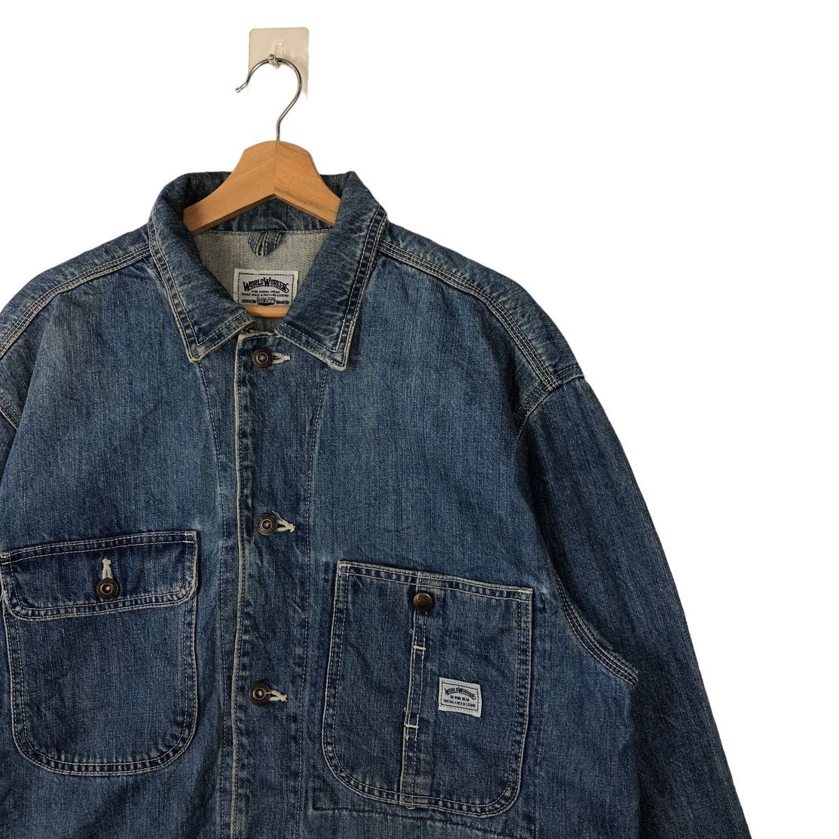 Japanese Brand 🔥VINTGE HIKORY CHORE DENIM WORK JACKET WORLDWORKERS JAPAN Size US L / EU 52-54 / 3 - 5 Thumbnail