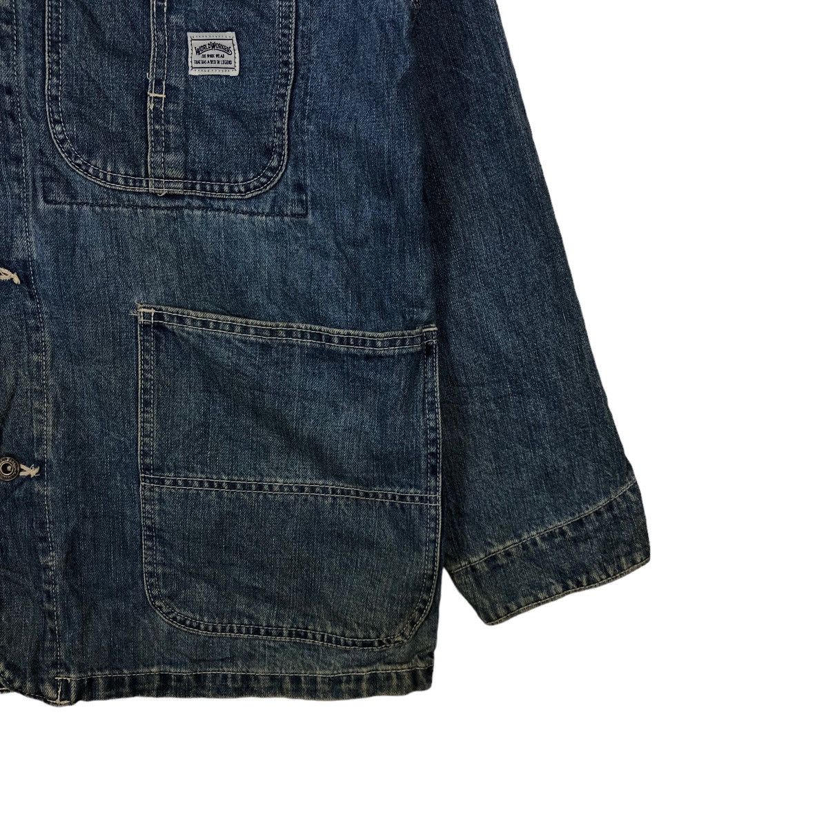 Japanese Brand 🔥VINTGE HIKORY CHORE DENIM WORK JACKET WORLDWORKERS JAPAN Size US L / EU 52-54 / 3 - 4 Thumbnail