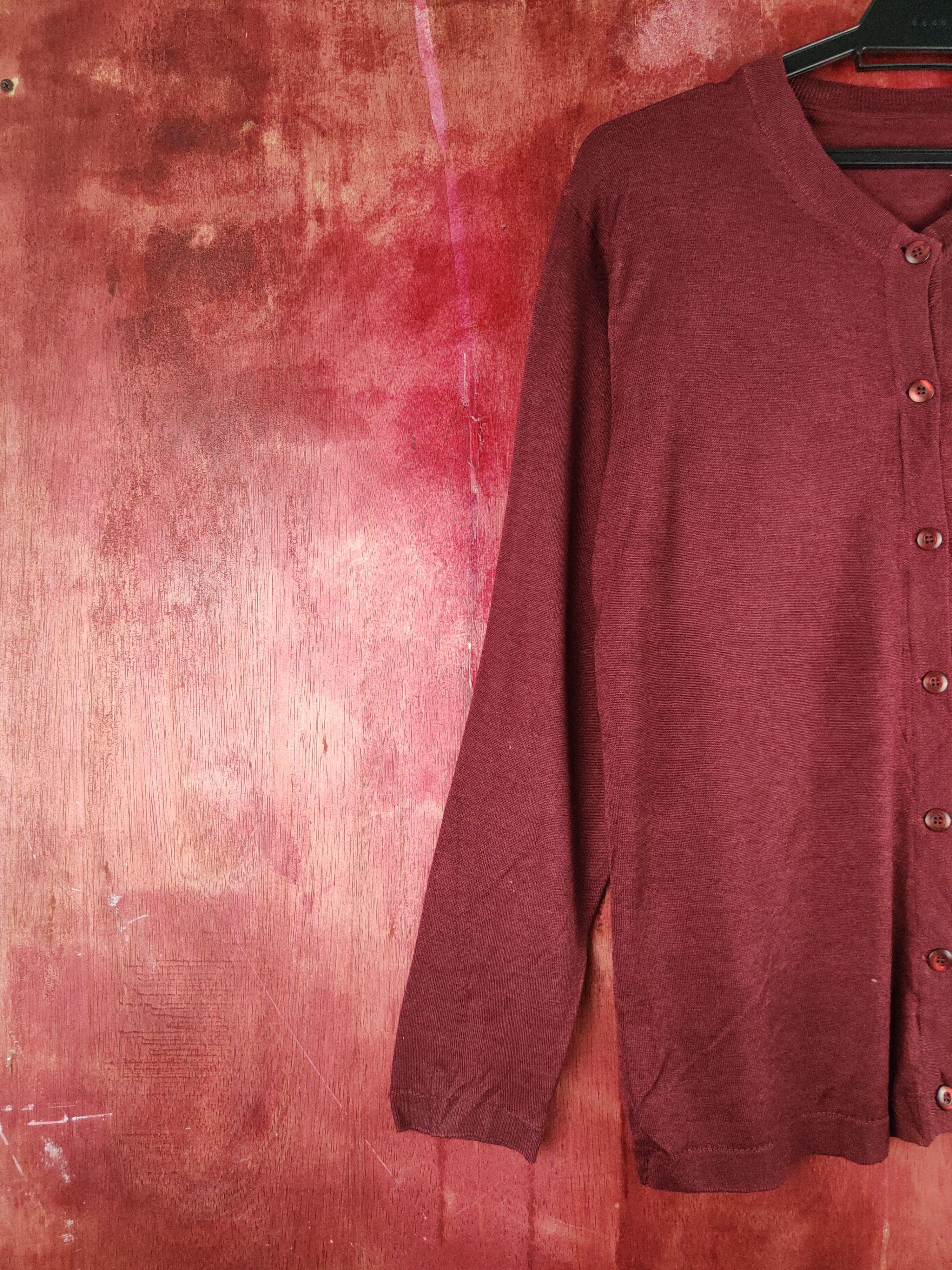 Japanese Brand Japanese Brand Dark Maroon Knitwear Cardigan #S1183 Size M / US 6-8 / IT 42-44 - 3 Thumbnail