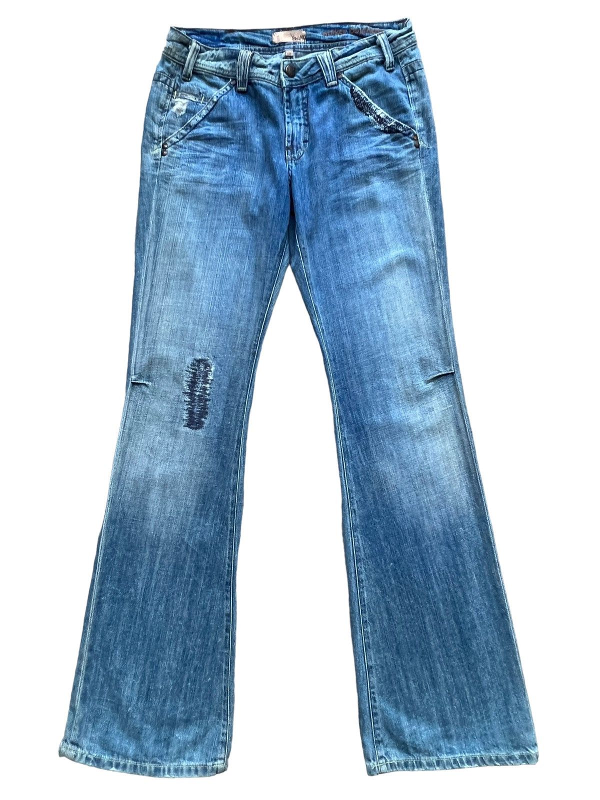 Hysteric Glamour Yanun Distressed Denim Jeans Ripped Flare Jeans 31x35 Size 31" - 2 Thumbnail