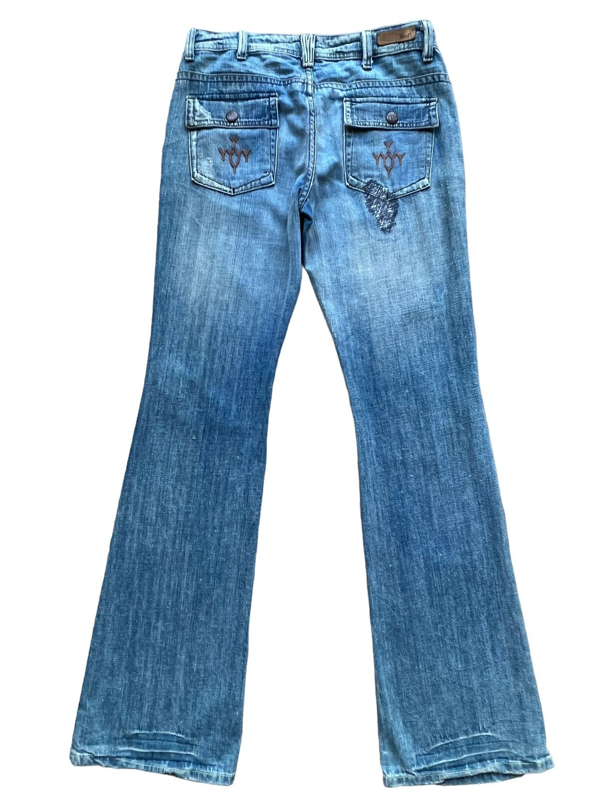 Hysteric Glamour Yanun Distressed Denim Jeans Ripped Flare Jeans 31x35 Size 31" - 3 Thumbnail