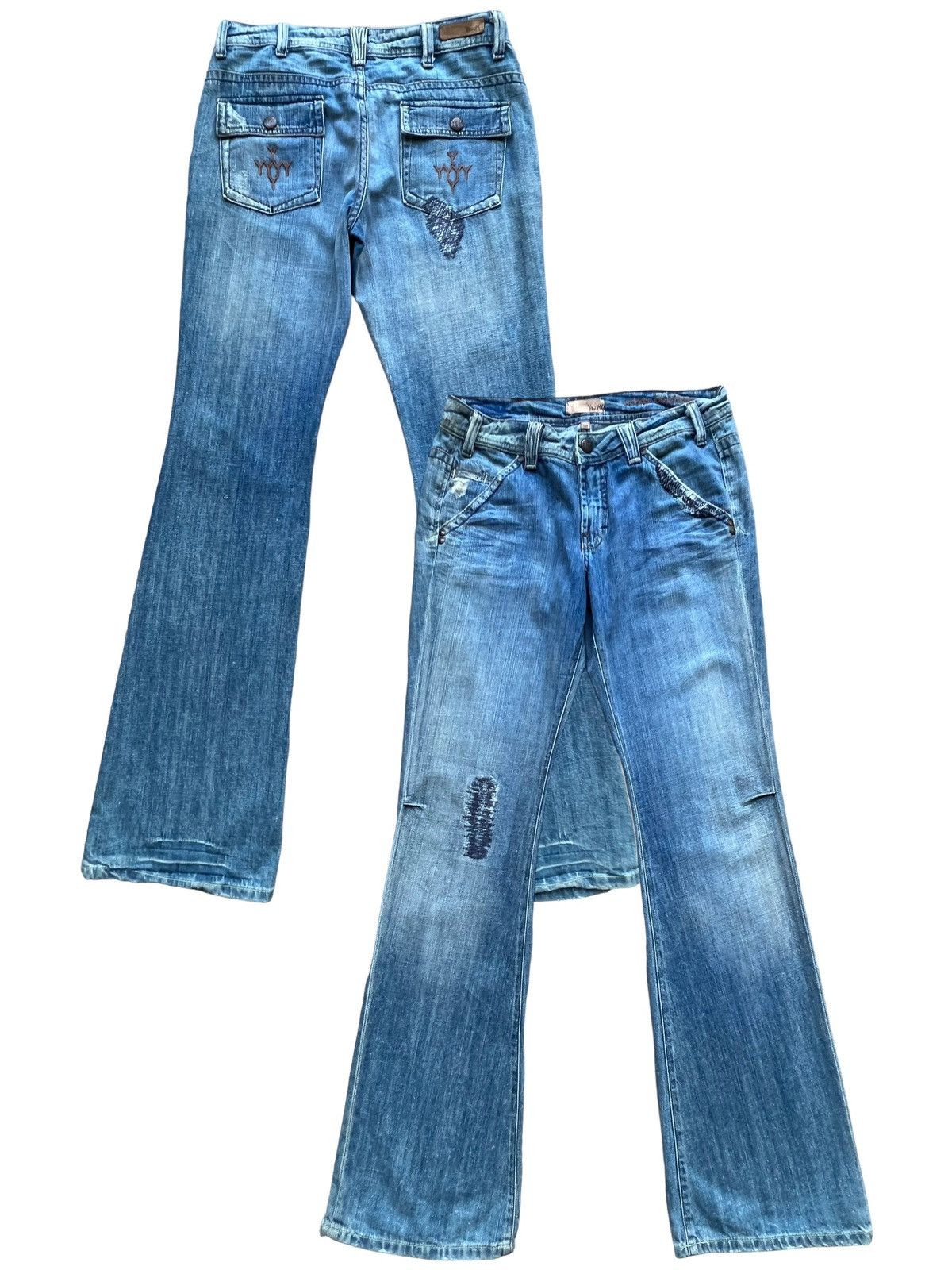 Hysteric Glamour Yanun Distressed Denim Jeans Ripped Flare Jeans 31x35 Size 31" - 1 Thumbnail