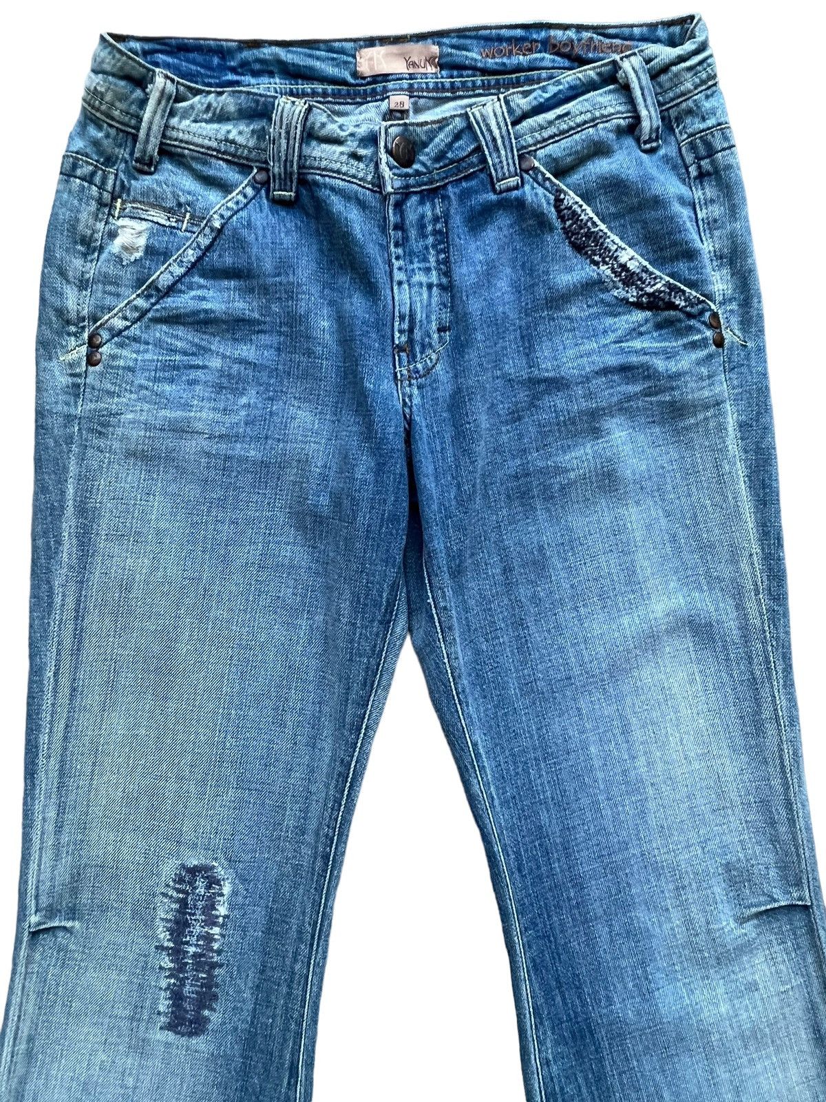 Hysteric Glamour Yanun Distressed Denim Jeans Ripped Flare Jeans 31x35 Size 31" - 4 Thumbnail