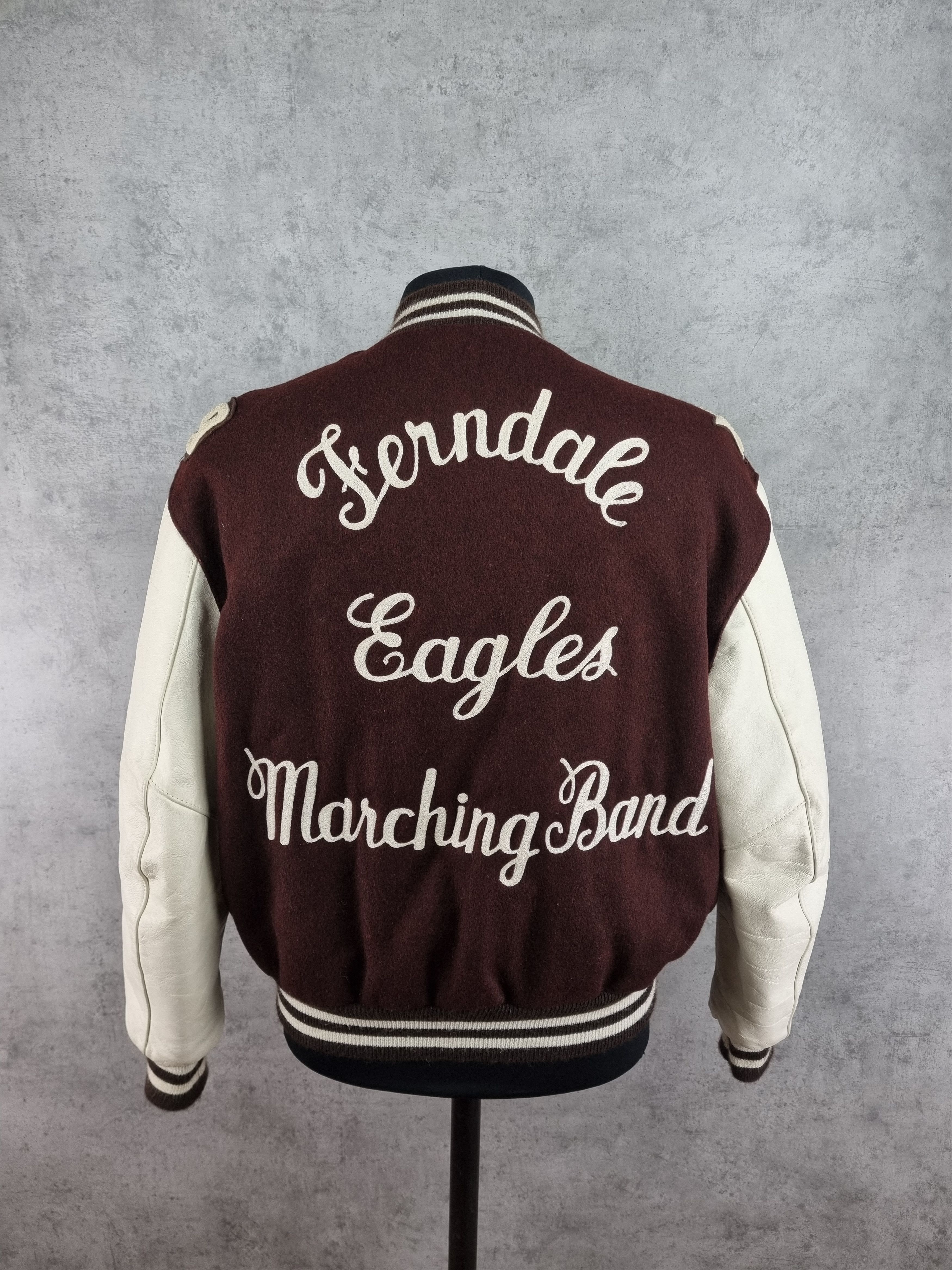 NCAA × NFL Ferndale Eagles Marching Band Leather Wool Jacket Size US M / EU 48-50 / 2 - 4 Thumbnail