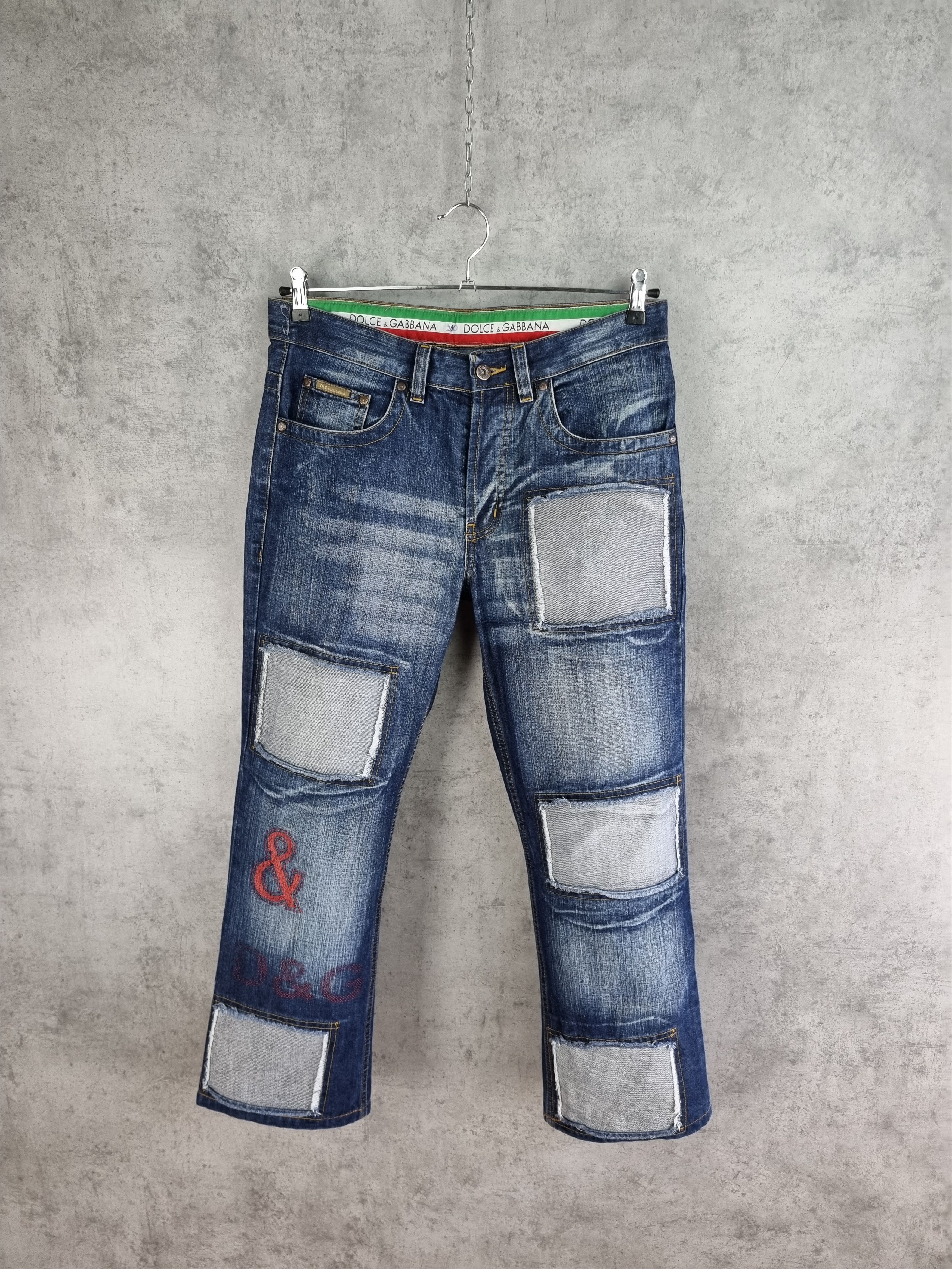Dolce & Gabbana Patchwork D&G Big Logo Denim Jeans Size US 31 - 17 Thumbnail