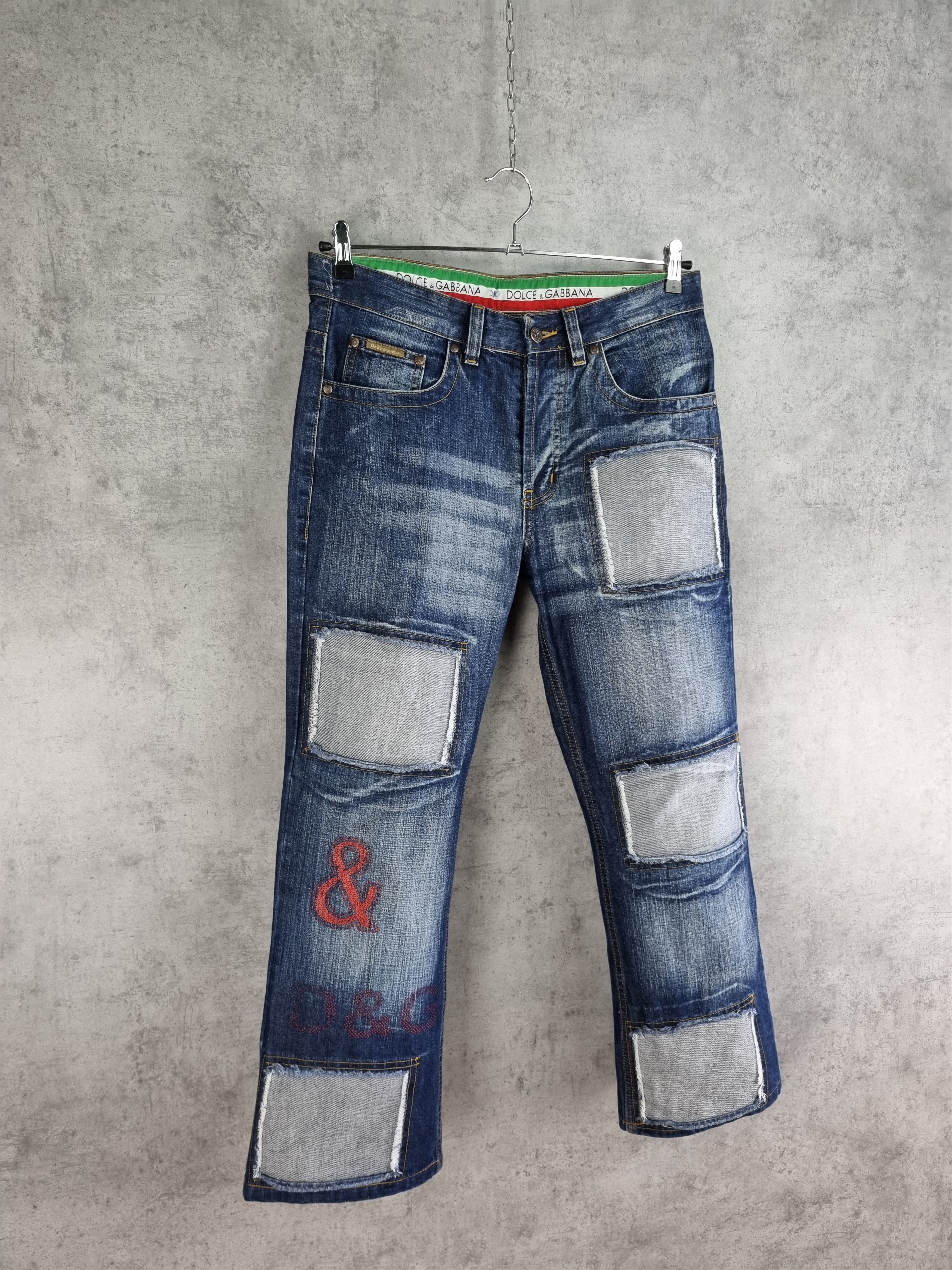 Dolce & Gabbana Patchwork D&G Big Logo Denim Jeans Size US 31 - 2 Thumbnail