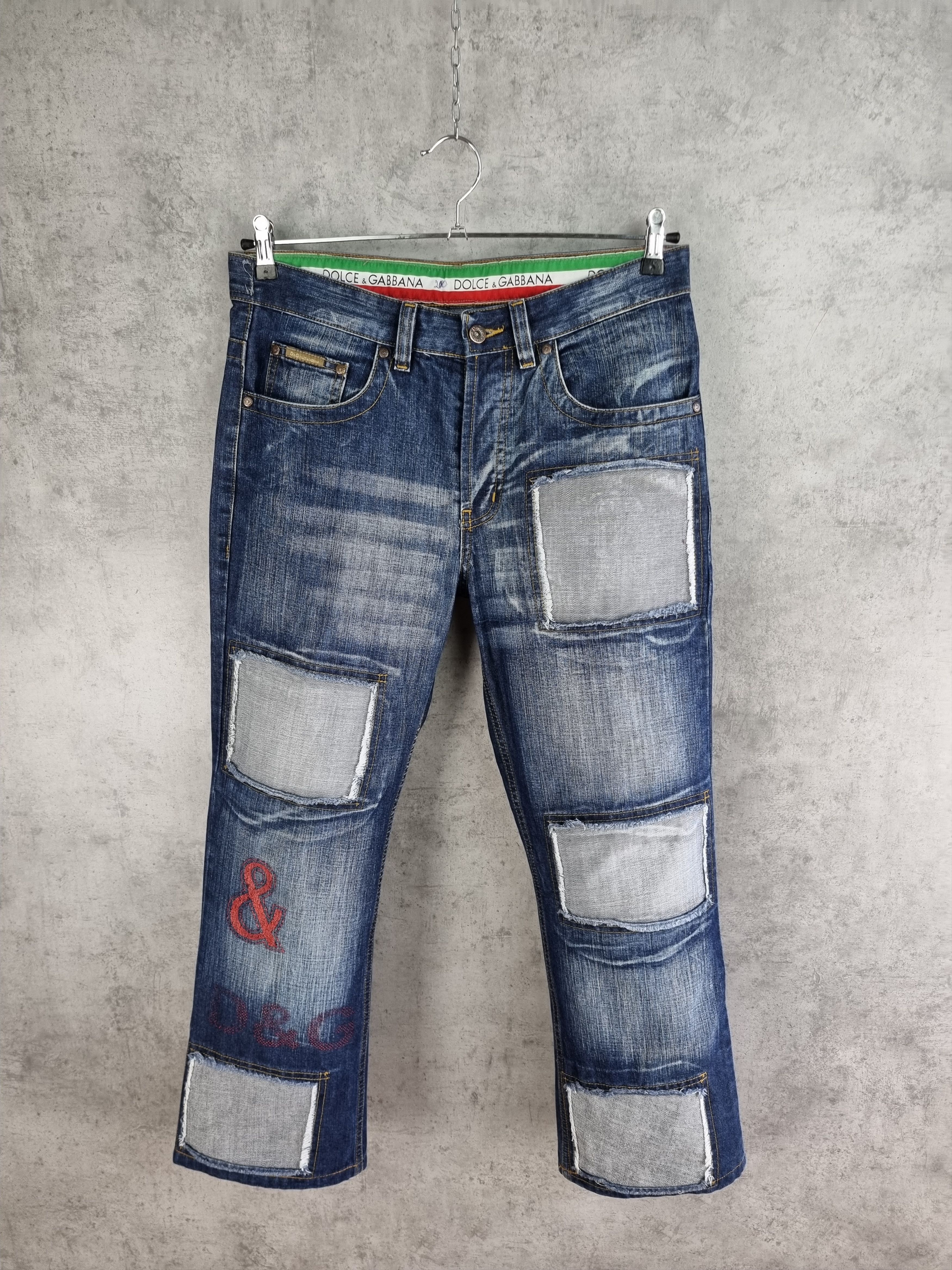 Dolce & Gabbana Patchwork D&G Big Logo Denim Jeans Size US 31 - 3 Thumbnail