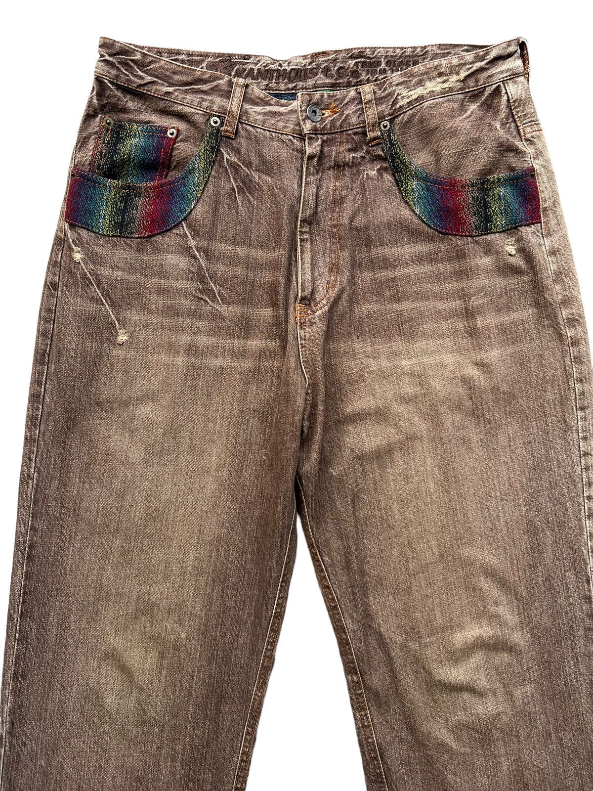 Japanese Brand Japanese Brand Brown Distressed Jeans 33x32 Size US 33 - 3 Thumbnail