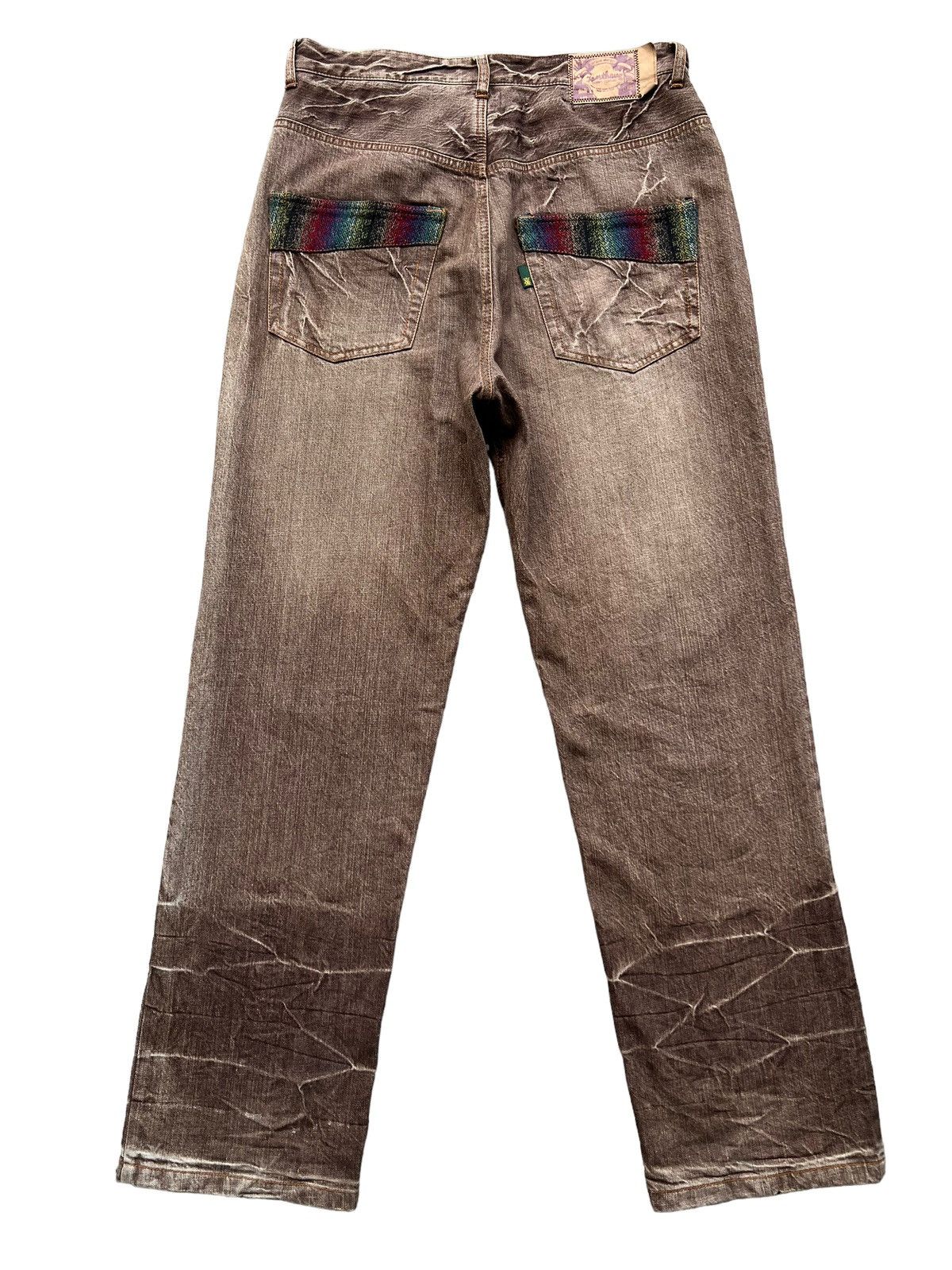 Japanese Brand Japanese Brand Brown Distressed Jeans 33x32 Size US 33 - 2 Thumbnail