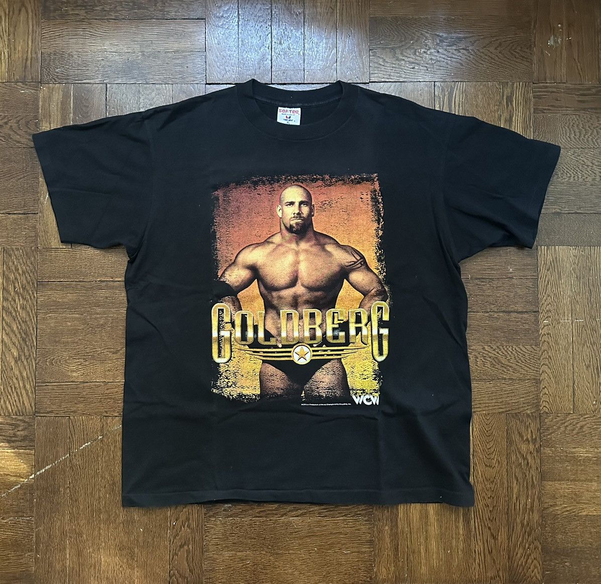 image of Vintage Goldberg Shirt - Wcw Wwe 90's Wrestling Rap Tee in Black, Men's (Size XL)