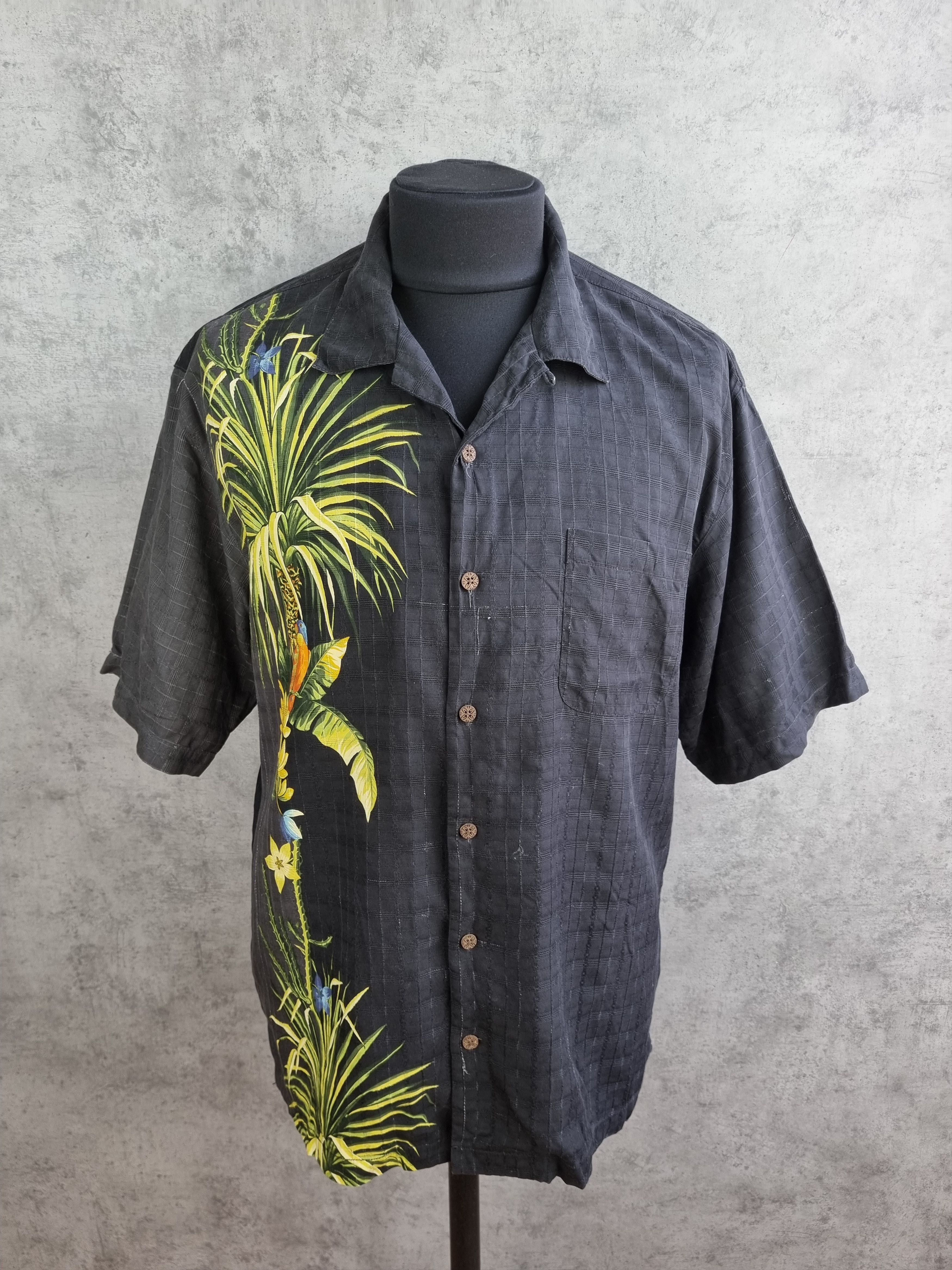 Vintage 90s Silk Hawaiian Shirt Palm Print Size US L / EU 52-54 / 3 - 1 Thumbnail