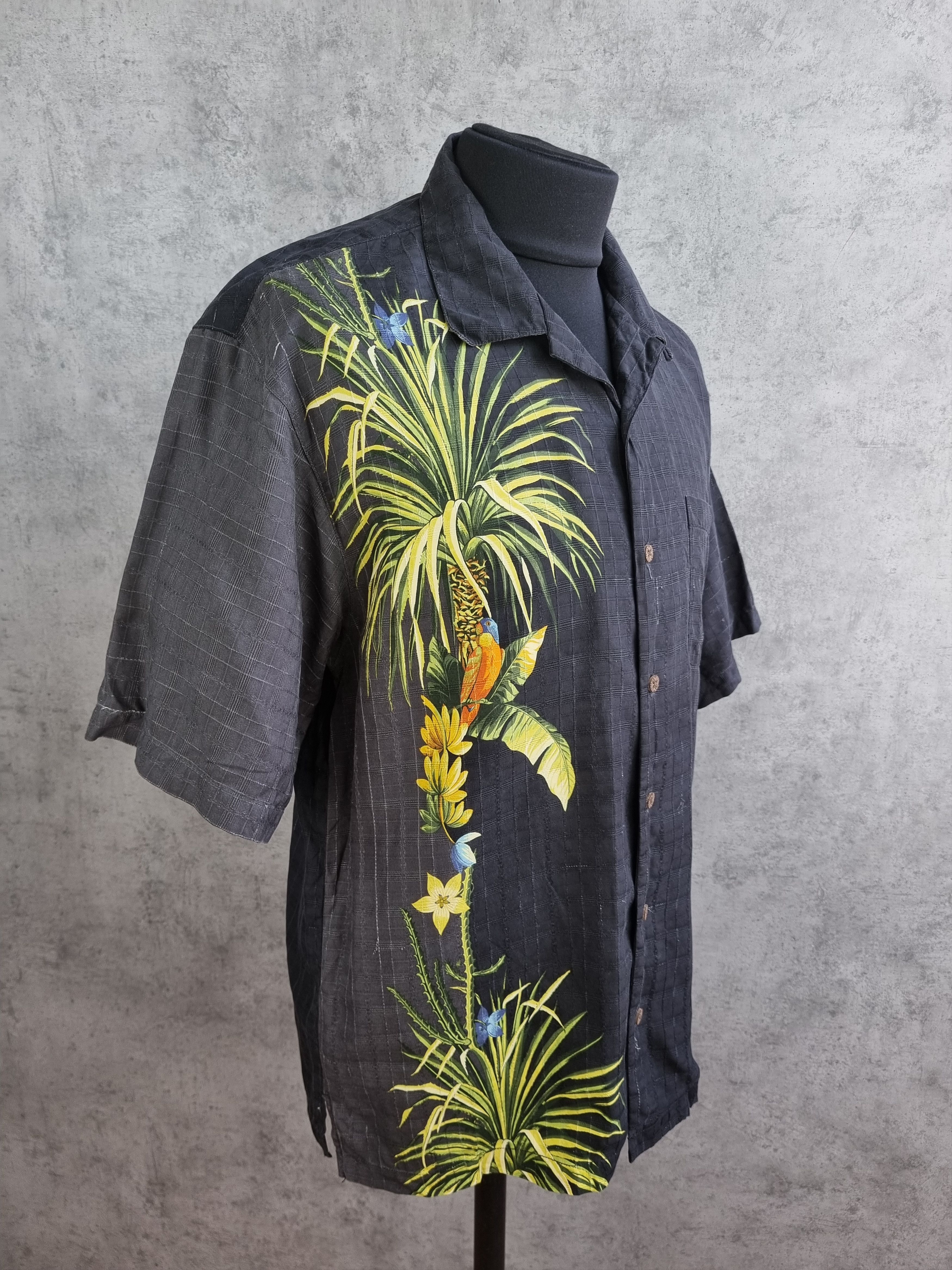 Vintage 90s Silk Hawaiian Shirt Palm Print Size US L / EU 52-54 / 3 - 2 Thumbnail