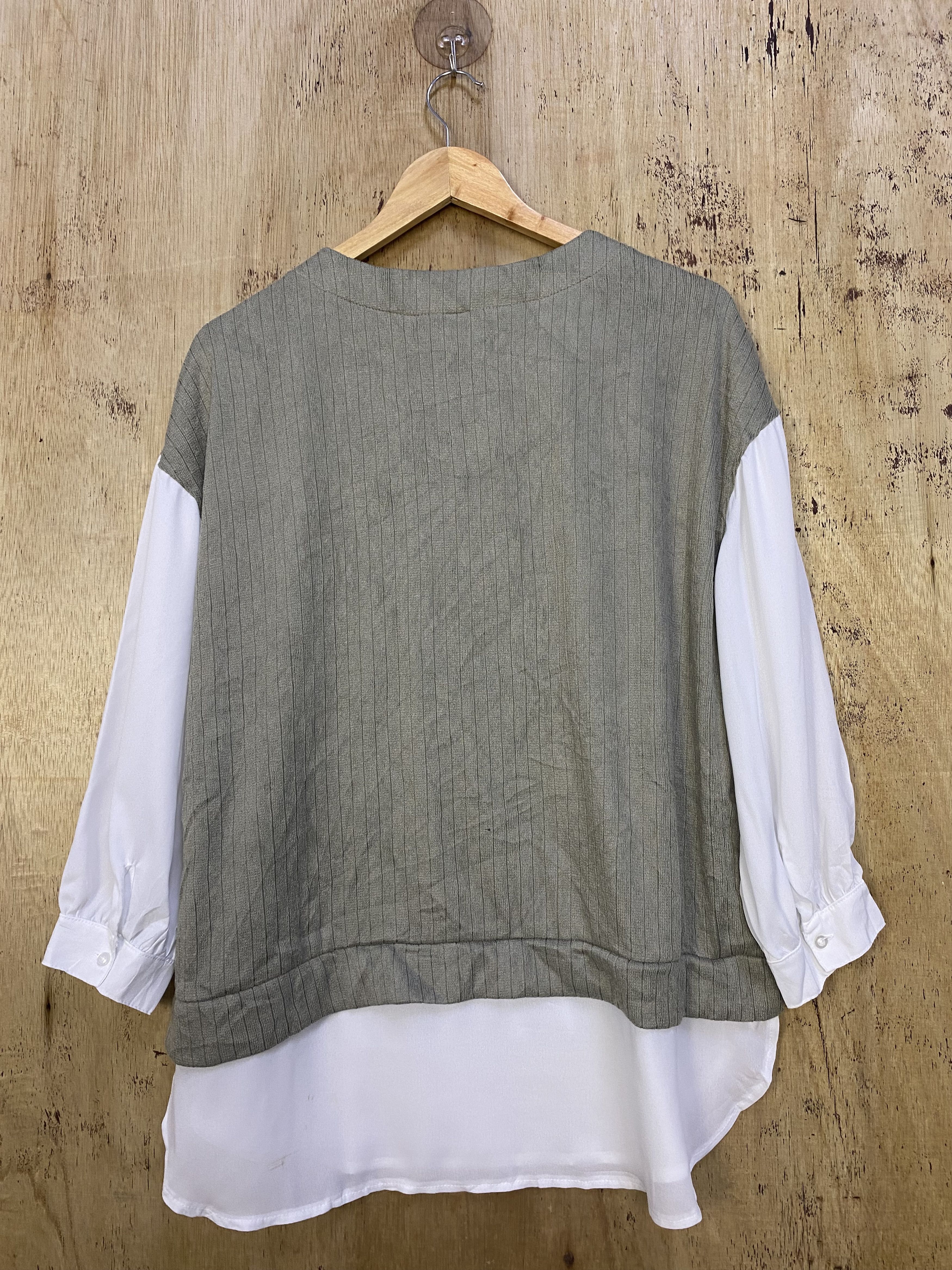 Aran Isles Knitwear LARGE BAGGY HK WORKS Twofer Top Knit Sweater #4420 Size L / US 10 / IT 46 - 5 Thumbnail