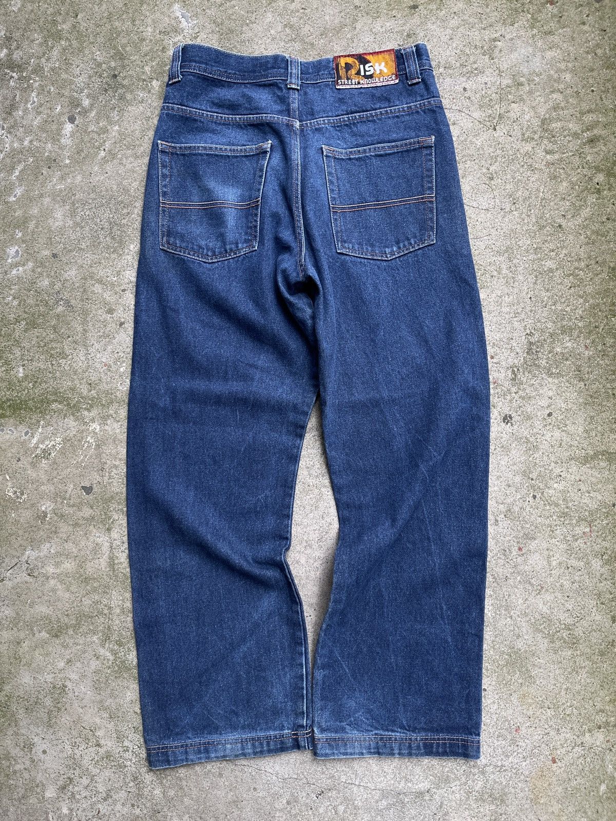 Vintage VINTAGE Y2K WIDE LEG BAGGY DENIM RISK JEANS | Grailed