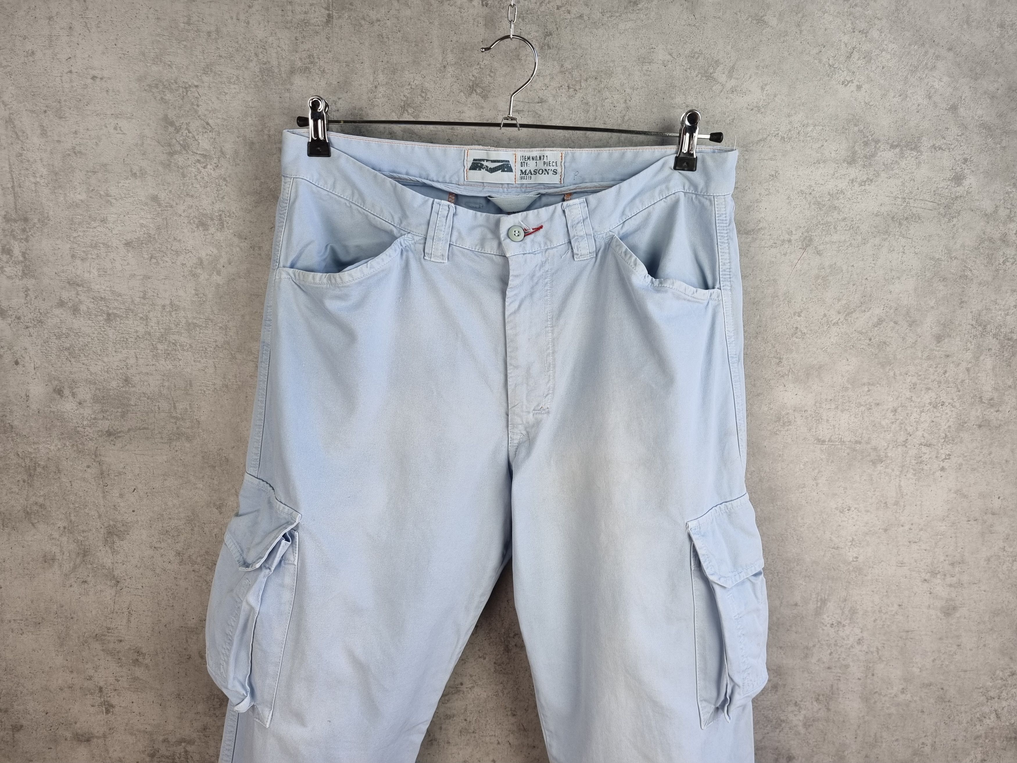 Japanese Brand × Mason's Baby Blue Cargo Cotton Pants Size US 33 - 3 Thumbnail