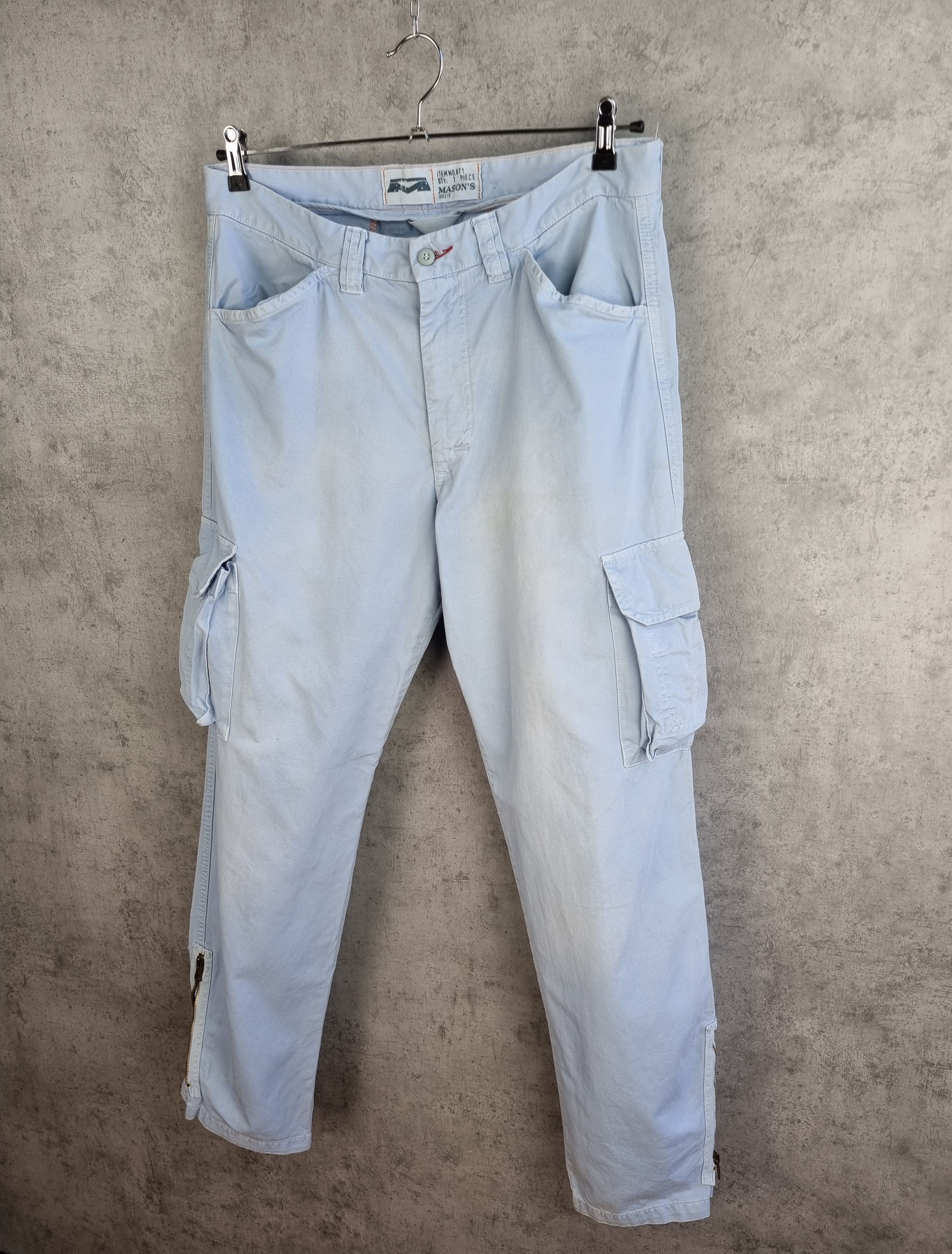 Japanese Brand × Mason's Baby Blue Cargo Cotton Pants Size US 33 - 2 Thumbnail