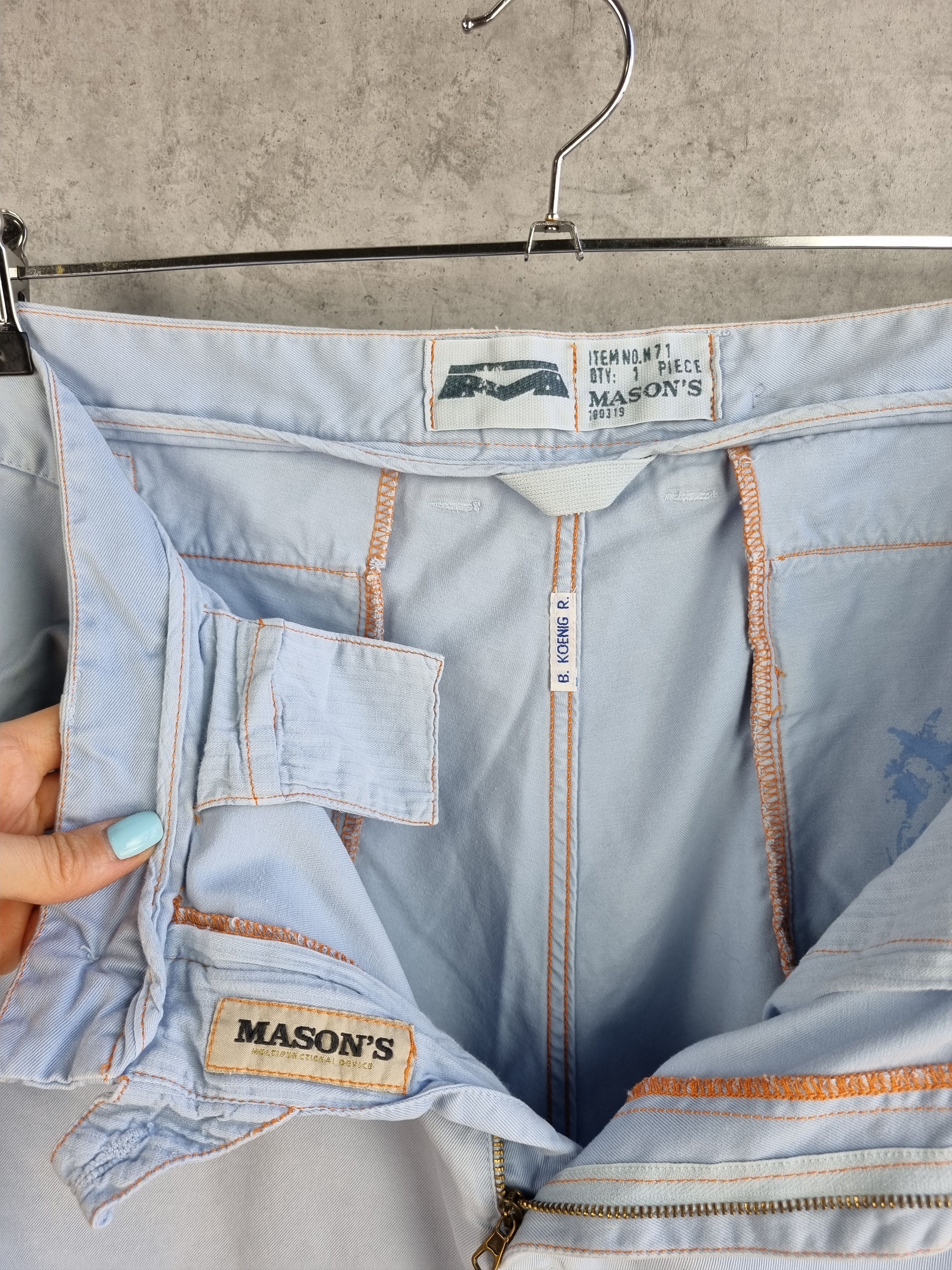 Japanese Brand × Mason's Baby Blue Cargo Cotton Pants Size US 33 - 8 Thumbnail