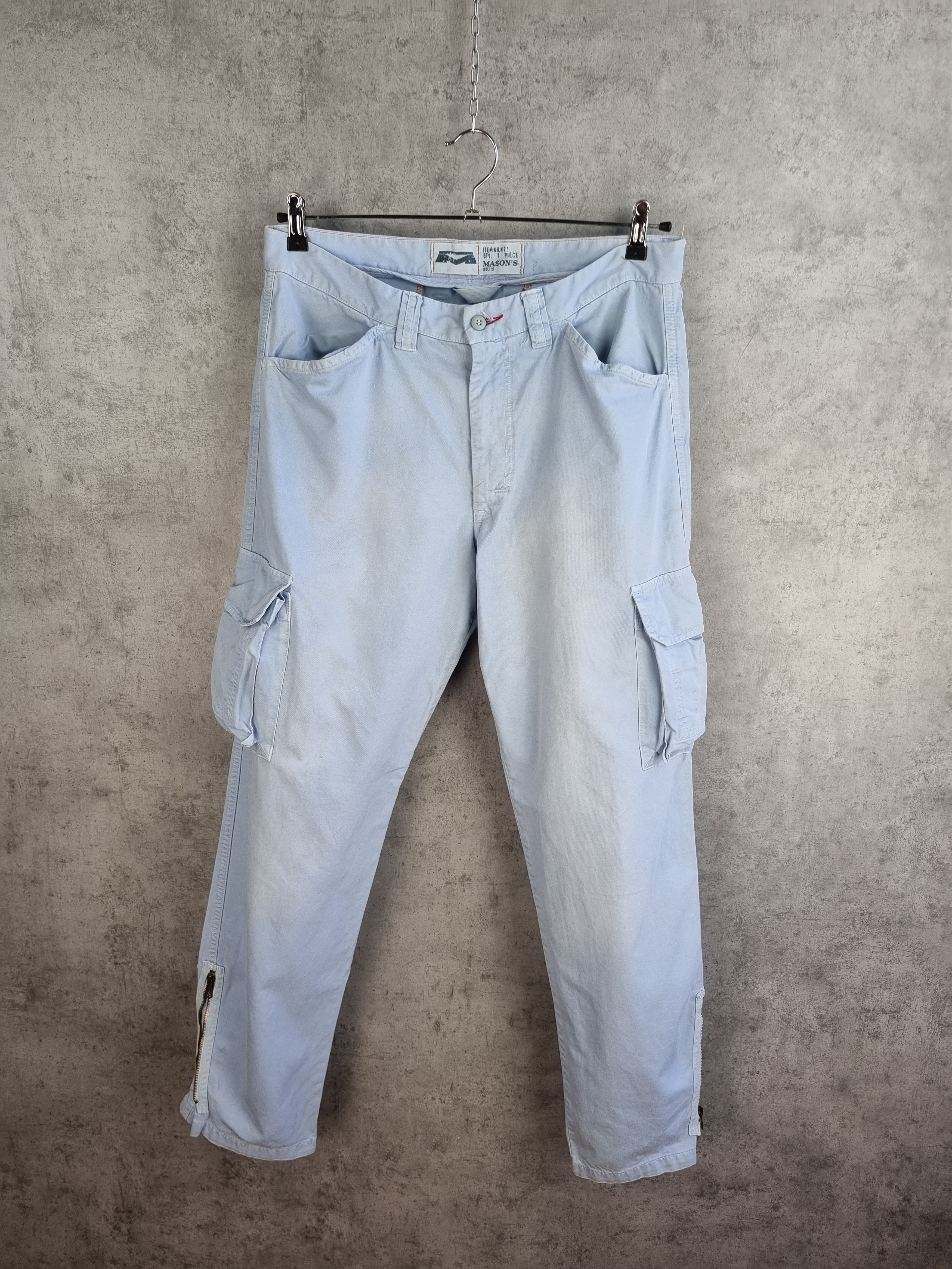 Japanese Brand × Mason's Baby Blue Cargo Cotton Pants Size US 33 - 1 Thumbnail