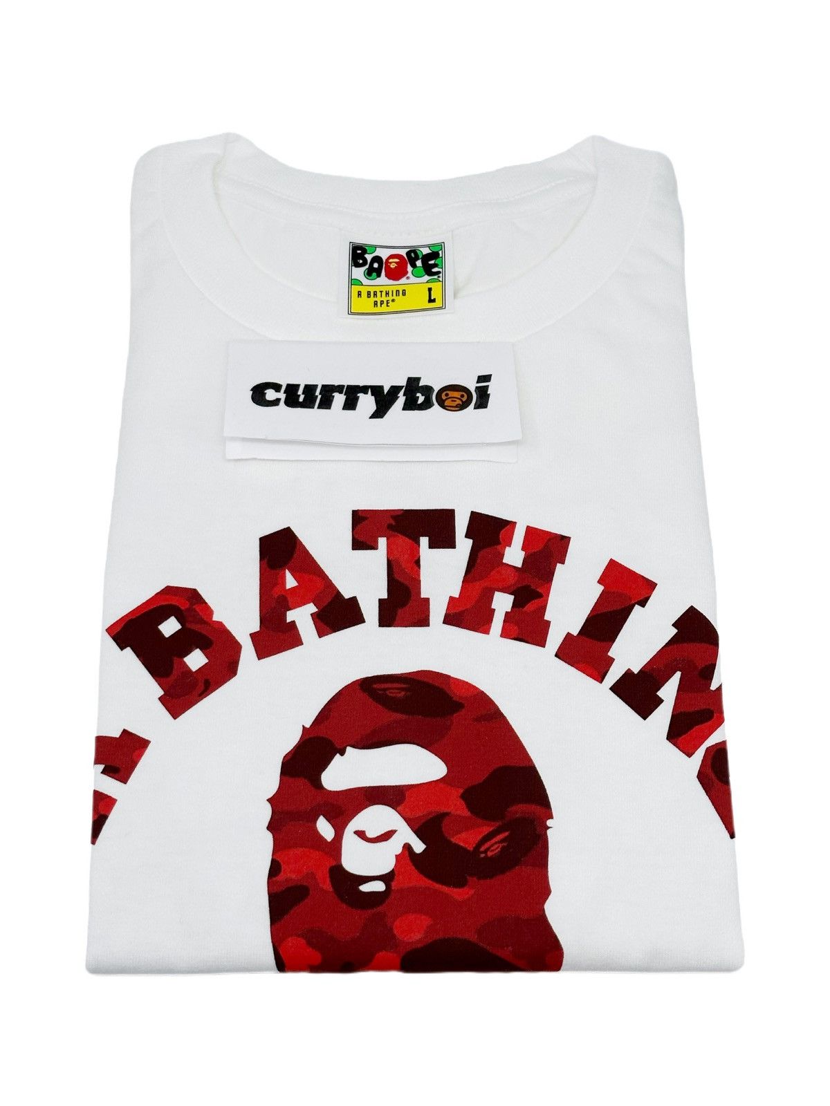 Bape BAPE Color Camo College Tee White Red Size US L / EU 52-54 / 3 - 3 Thumbnail