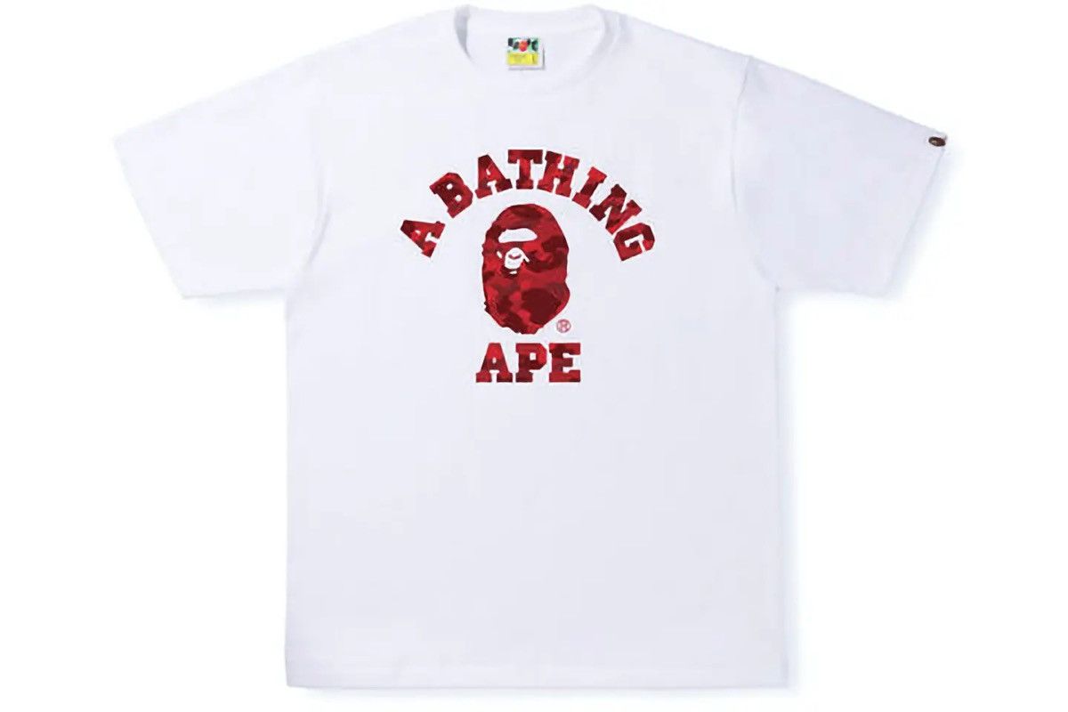 Bape BAPE Color Camo College Tee White Red Size US L / EU 52-54 / 3 - 2 Thumbnail