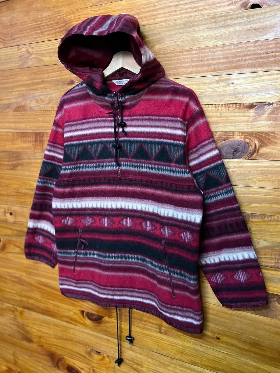 Japanese Brand JEAN-COX NATIVE DESIGN WOOL HOODED JACKET Size US M / EU 48-50 / 2 - 3 Thumbnail