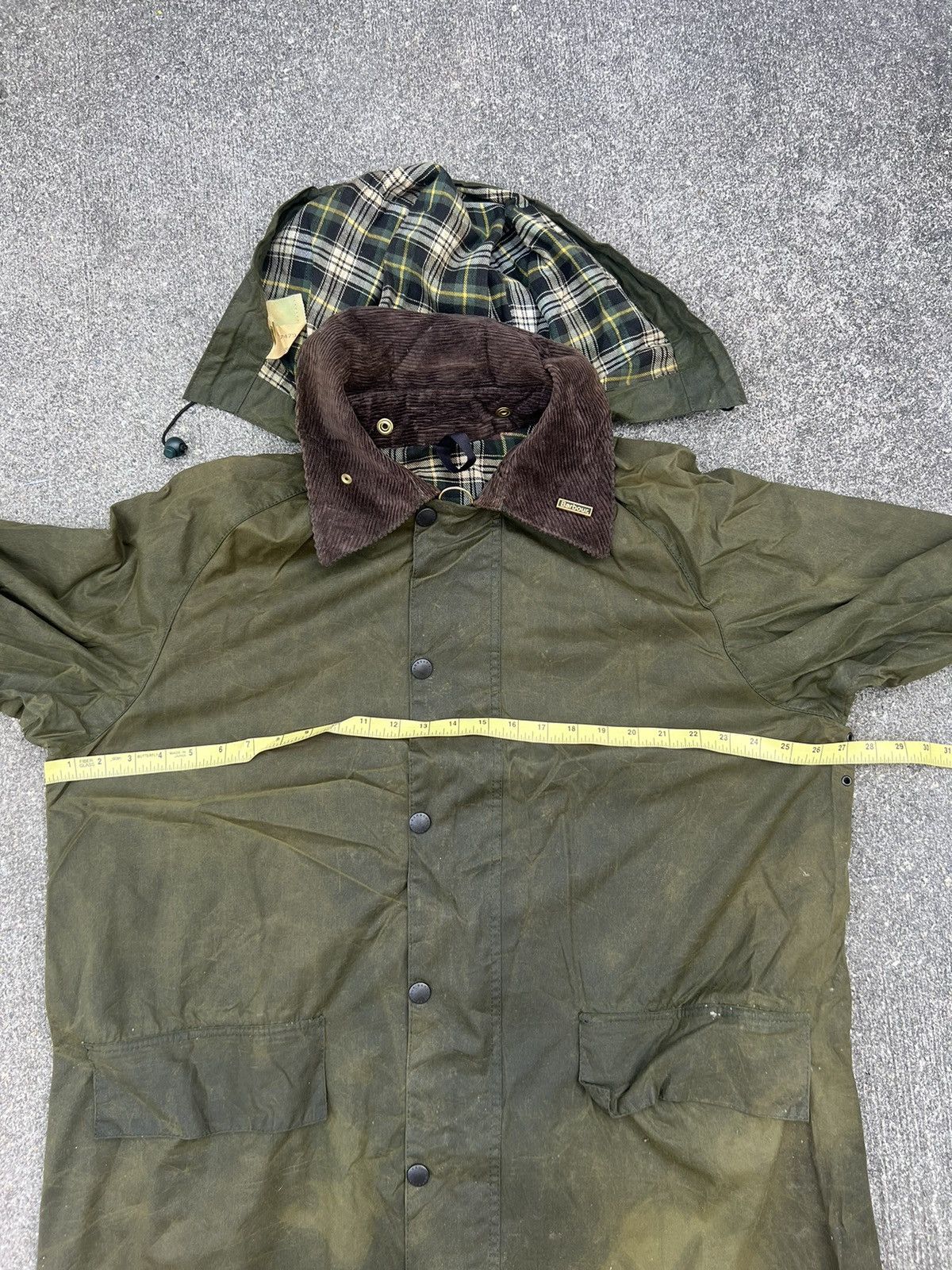 Vintage Barbour Burghley Faded Waxed Olive Green Parka Coat