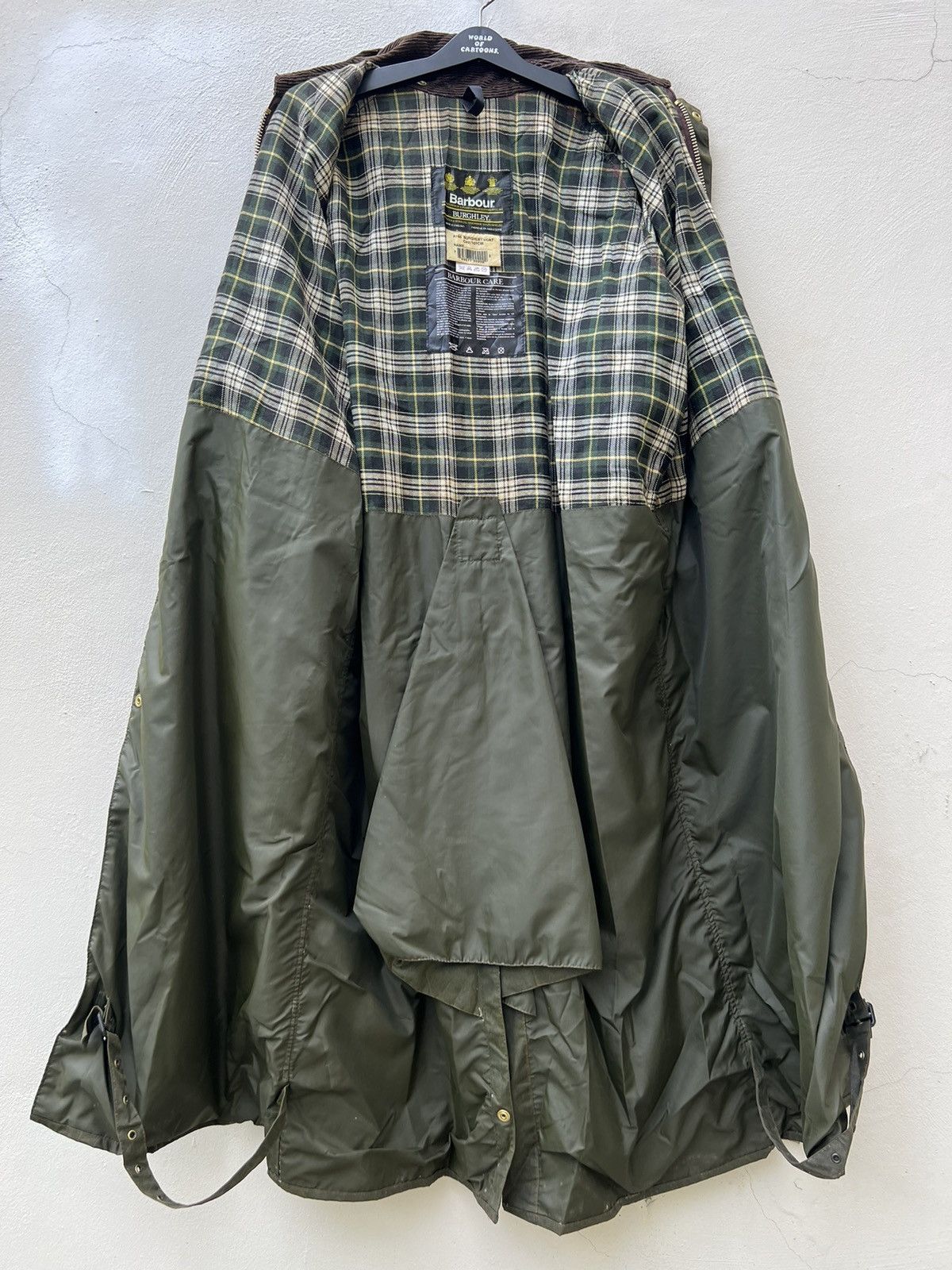Vintage Barbour Burghley Faded Waxed Olive Green Parka Coat