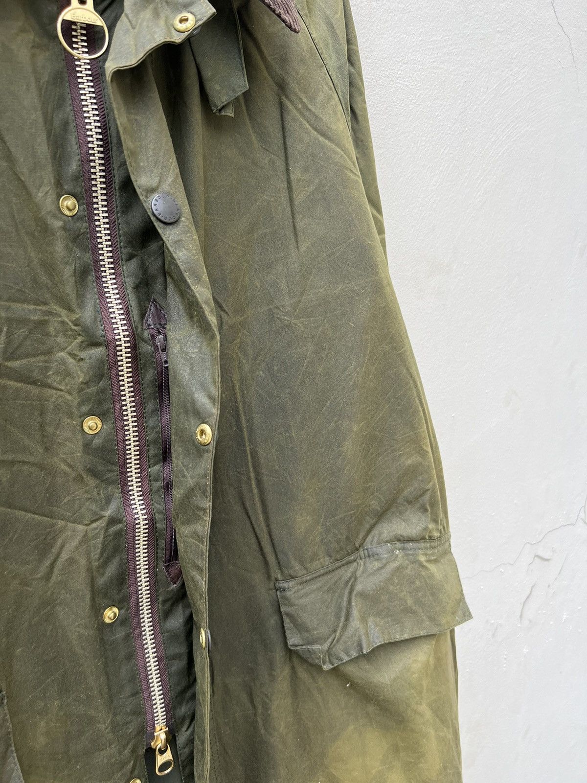 Vintage Barbour Burghley Faded Waxed Olive Green Parka Coat