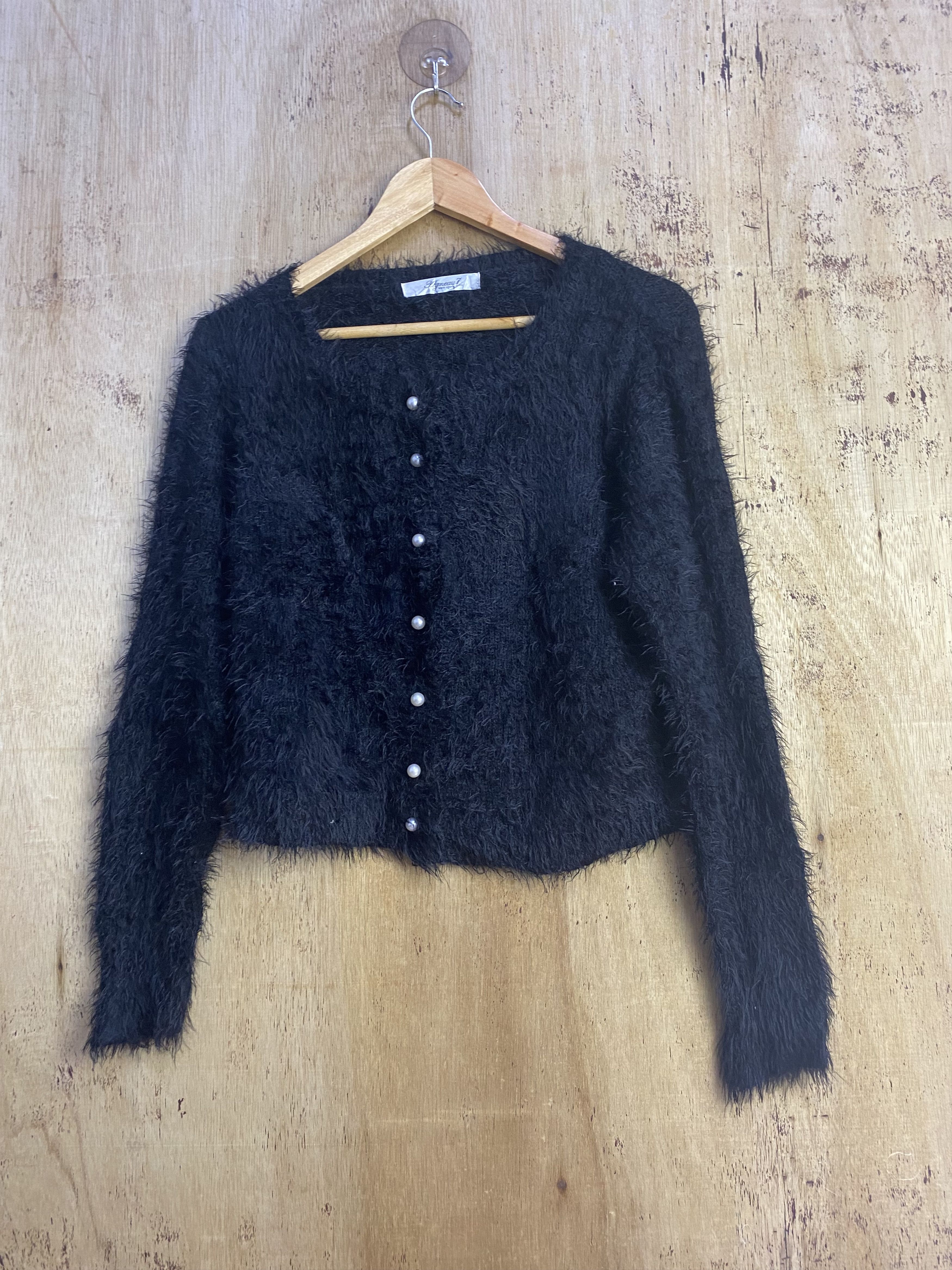 Homespun Knitwear Mohair Shag Shaggy Knit Cardigan #4489 Size XS / US 0-2 / IT 36-38 - 1 Thumbnail