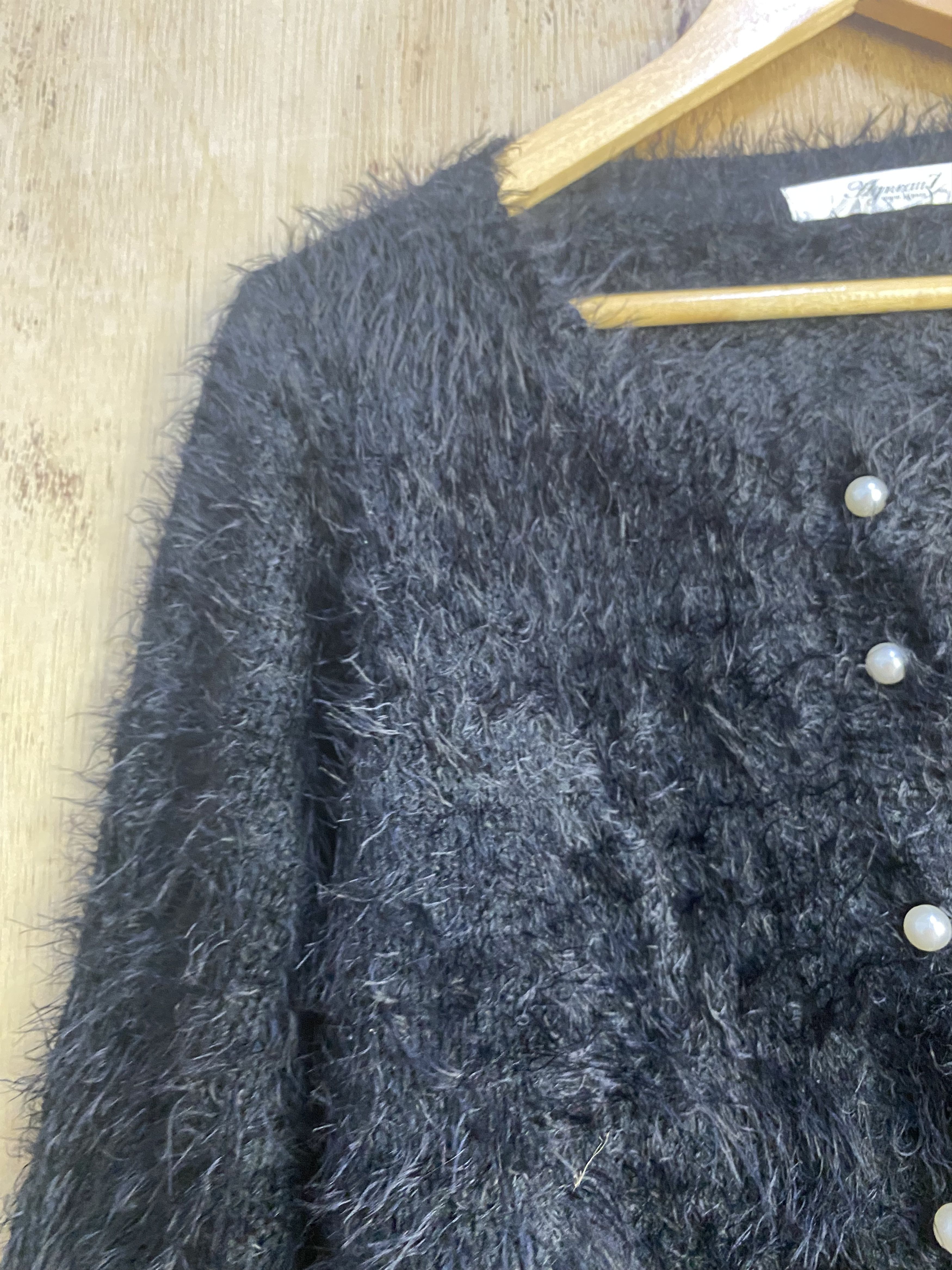 Homespun Knitwear Mohair Shag Shaggy Knit Cardigan #4489 Size XS / US 0-2 / IT 36-38 - 4 Thumbnail