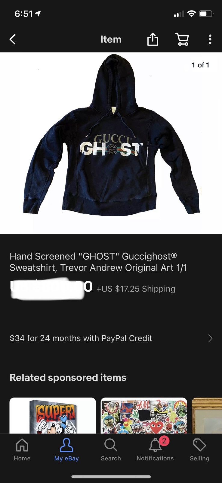 Gucci 1/1 Gucci GHOST Hand Painted Hoodie Size US S / EU 44-46 / 1 - 11 Thumbnail