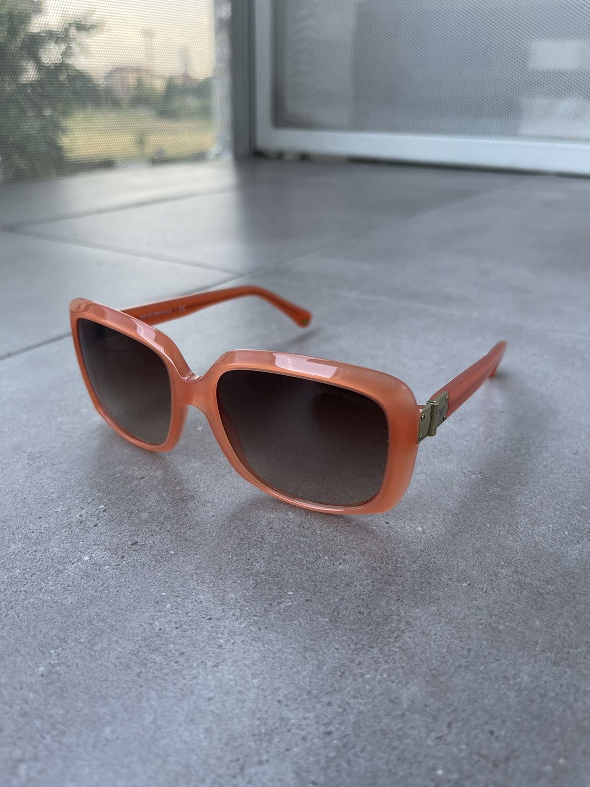 Emporio Armani Emporio Armani EA4008 5083/13 Peach 3D Square Sunglasses Size ONE SIZE - 1 Thumbnail