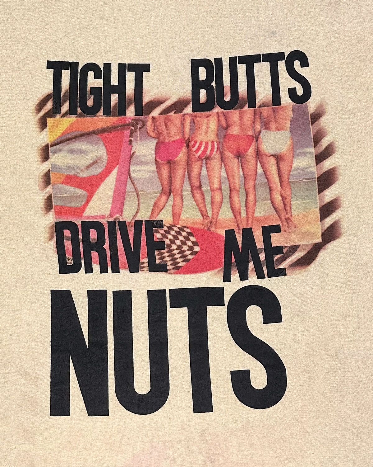 Vintage *FREE SHIPPING* 80s Sportswear Tag “Tight Butts” T-Shirt Size US L / EU 52-54 / 3 - 3 Thumbnail