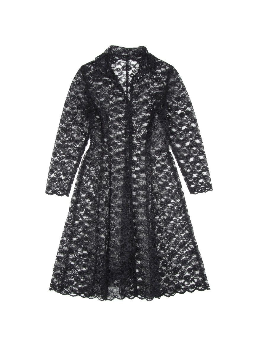 Vintage Sheer Mesh Lace Black Dress (M)