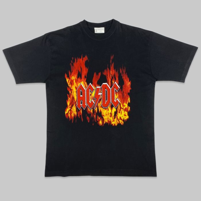Vintage Vintage ACDC ‘Flames’ Euro Bootleg T Shirt | Grailed