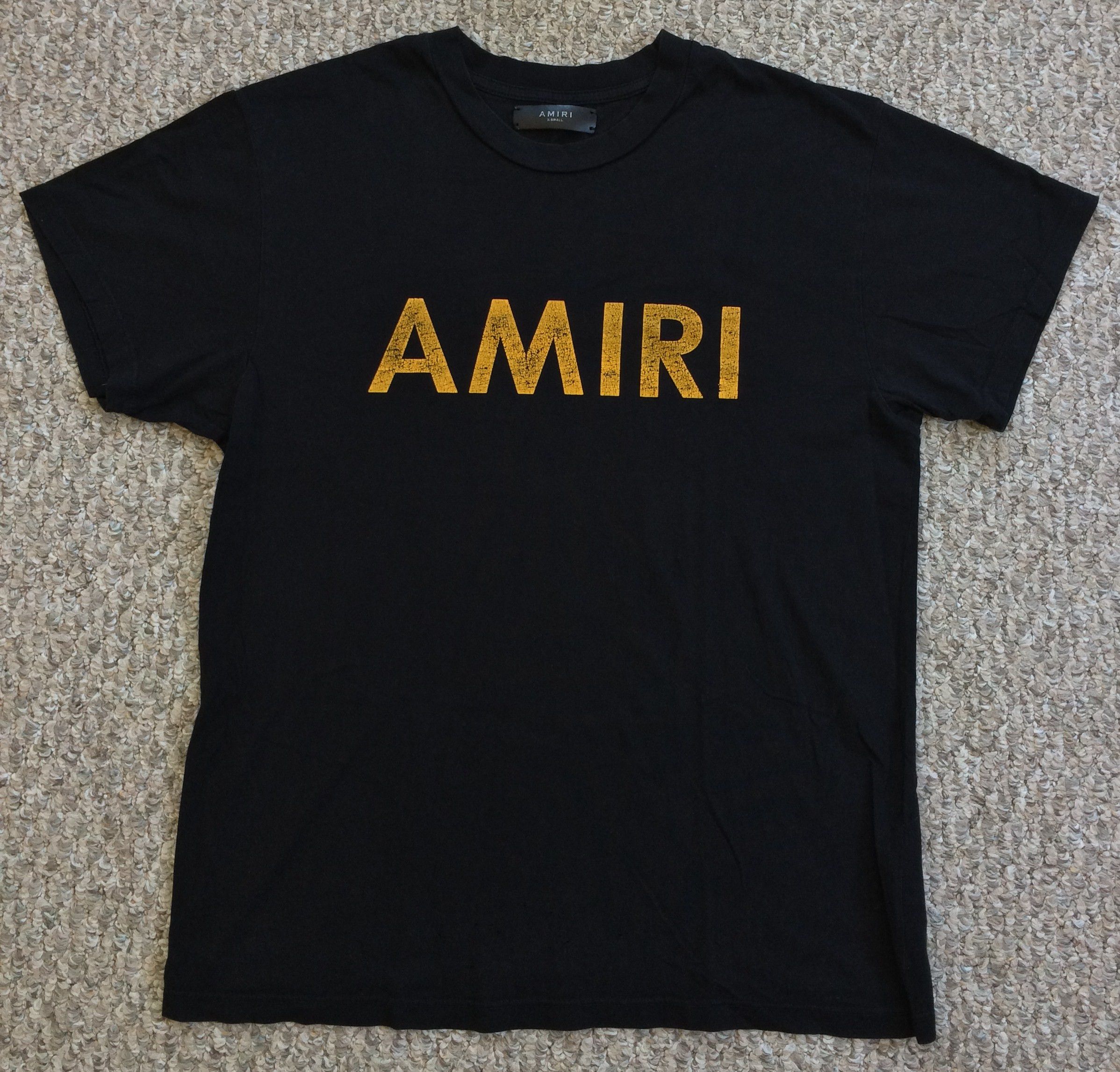 image of Amiri Oversized Distressed Logo Tee in Black, Men's (Size XS)