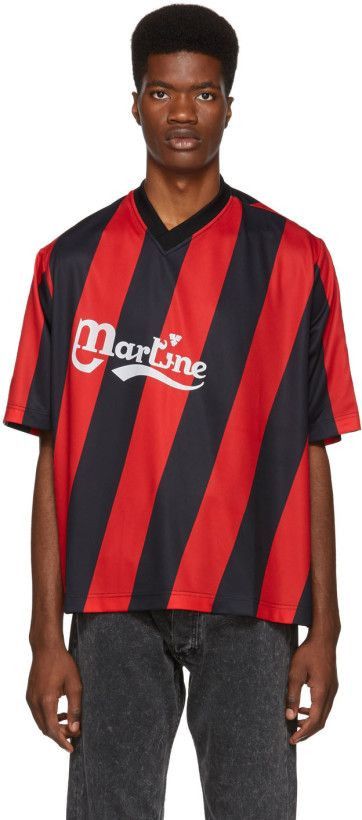 Martine Rose Asymmetric Stripe Twisted Logo Football Top Size US M / EU 48-50 / 2 - 5 Thumbnail