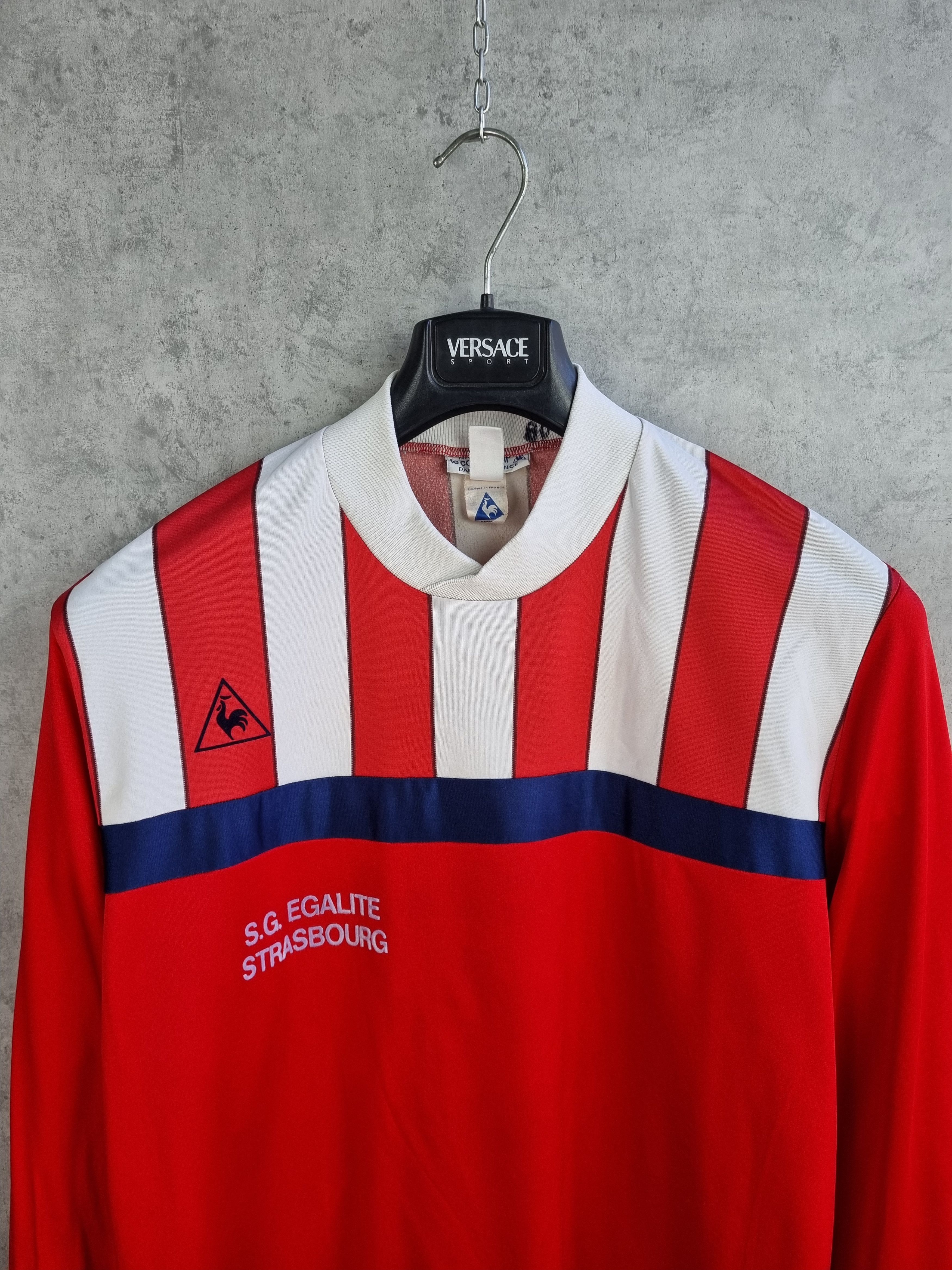Le Coq Sportif × Vintage Le Coq Sportif S.G. Egalite Strasbourg French Vintage Jersey Size US M / EU 48-50 / 2 - 2 Thumbnail