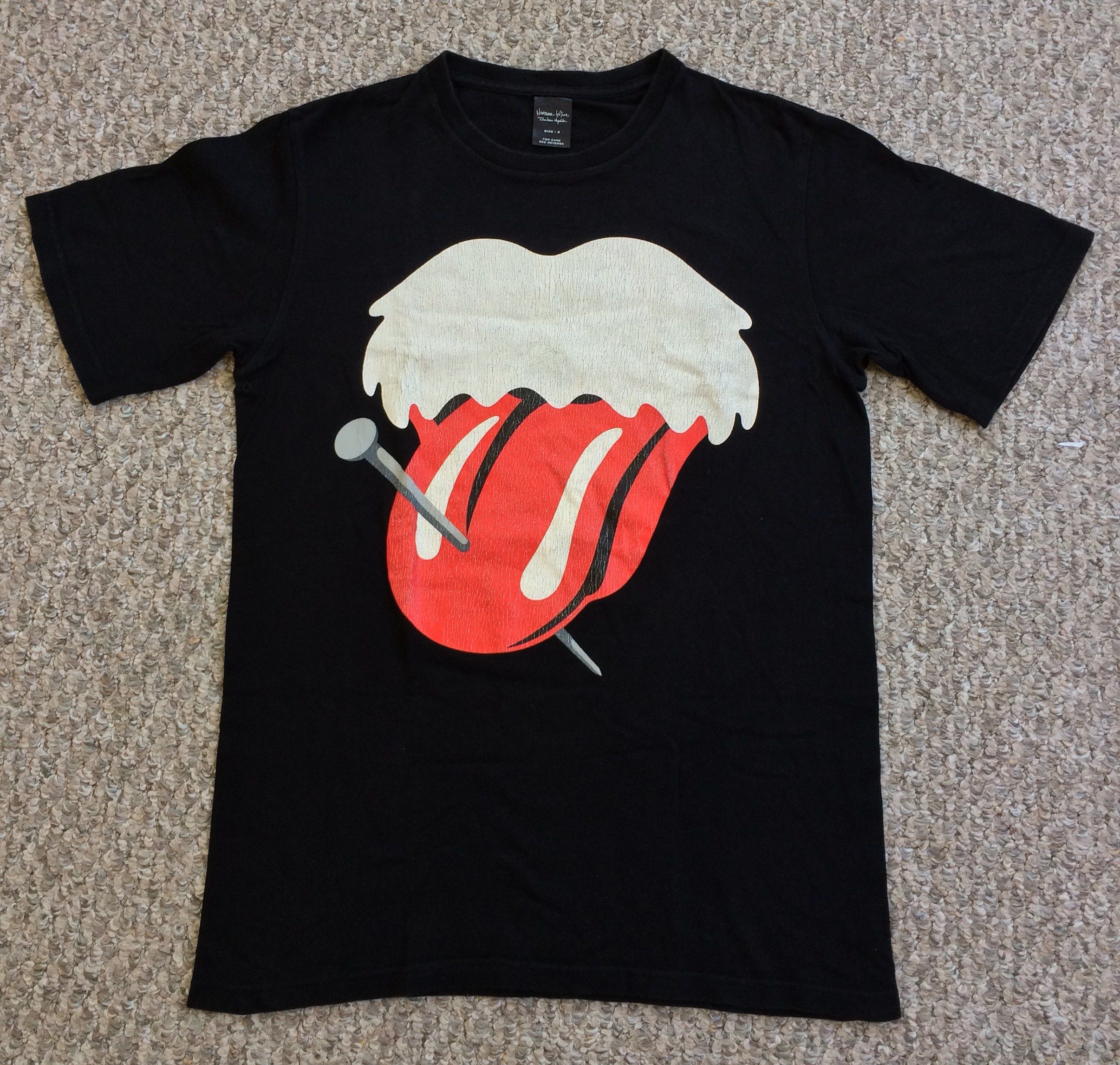 image of Number N Ine Fw03 Number (N)Iine Rolling Stones/einstein Tee in Black, Men's (Size Large)