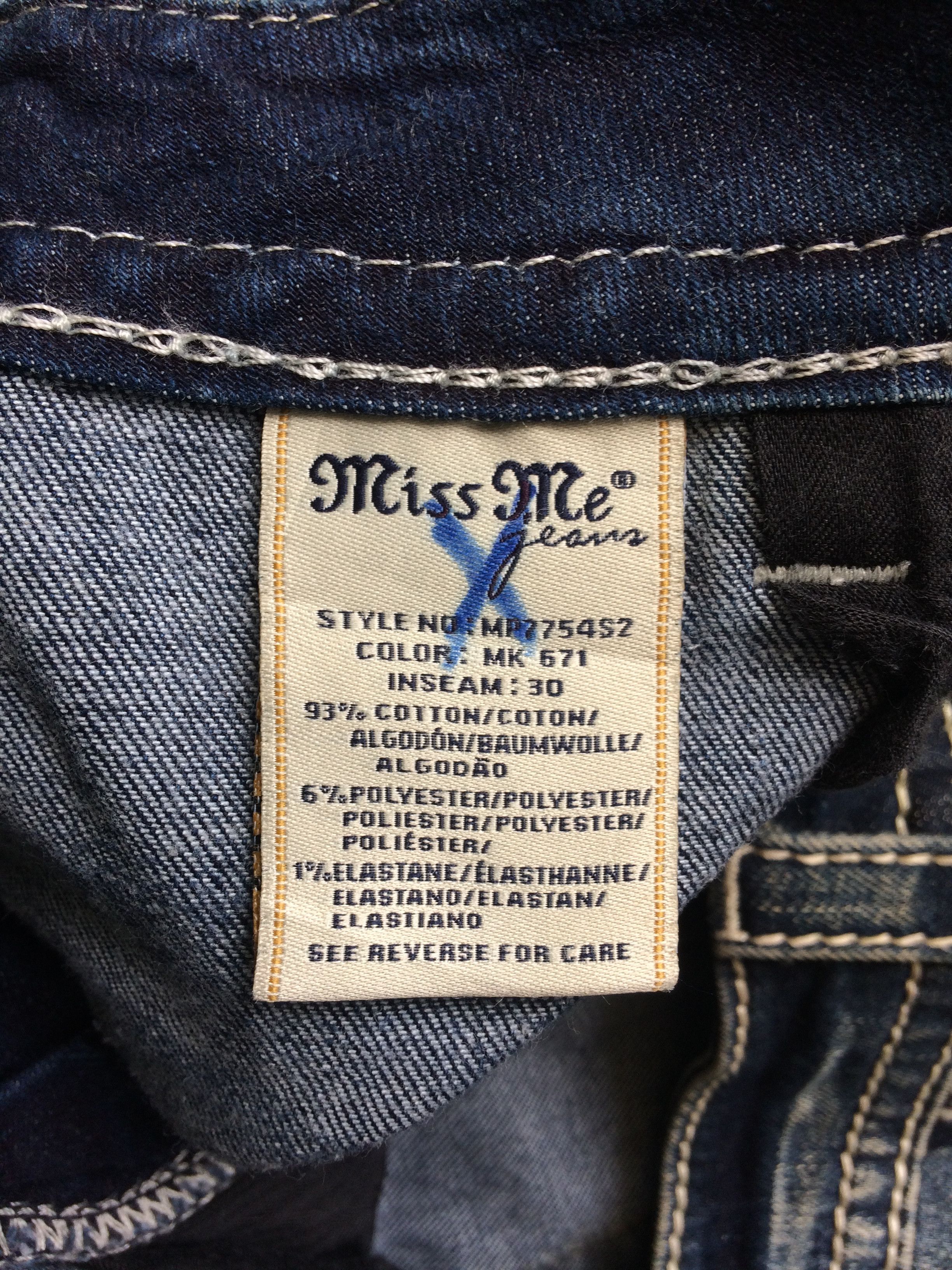 Designer × Miss Me Miss Me Skinny Denim Jeans D-550 Size 33" - 13 Thumbnail