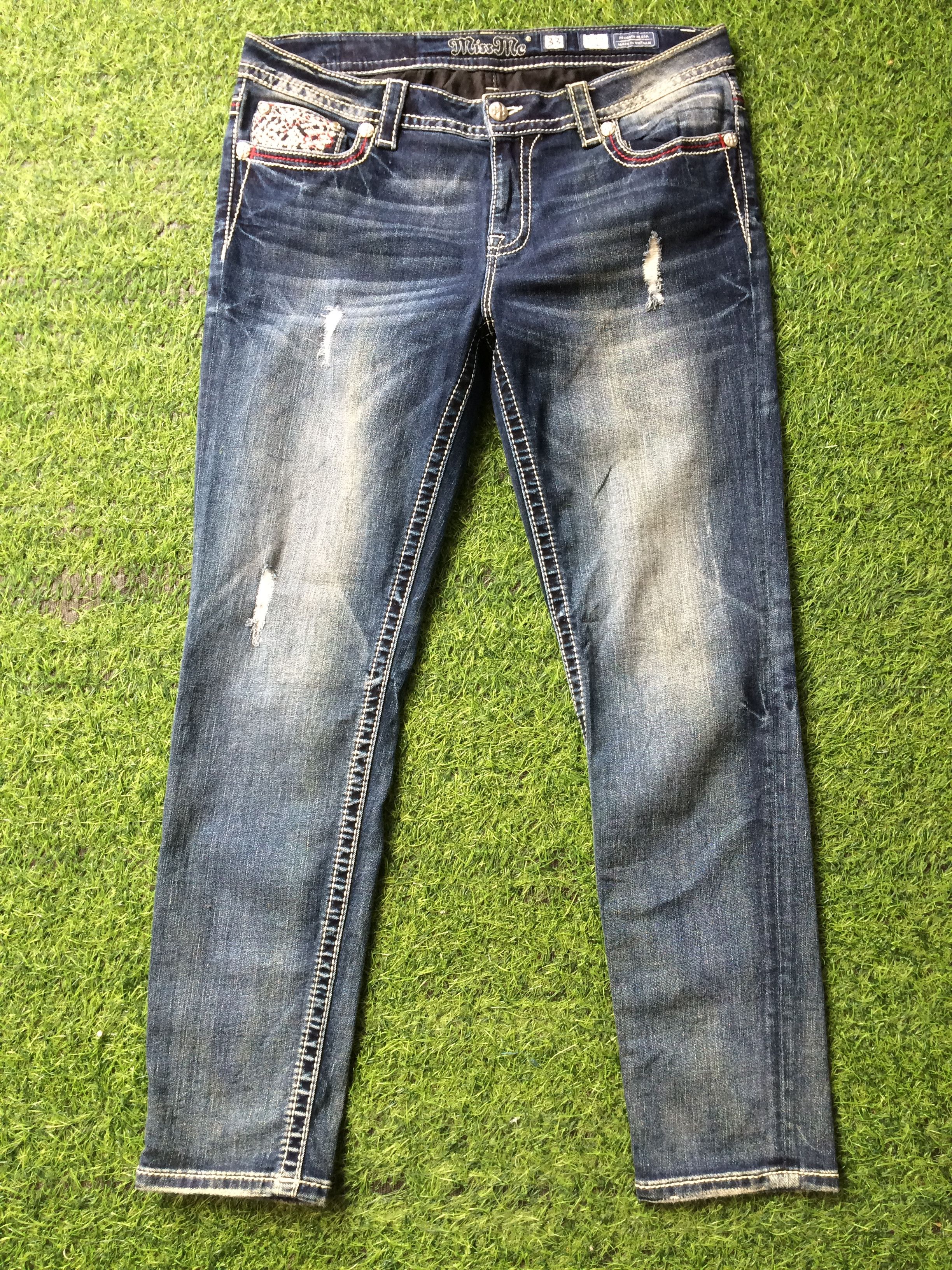 Designer × Miss Me Miss Me Skinny Denim Jeans D-550 Size 33" - 3 Thumbnail
