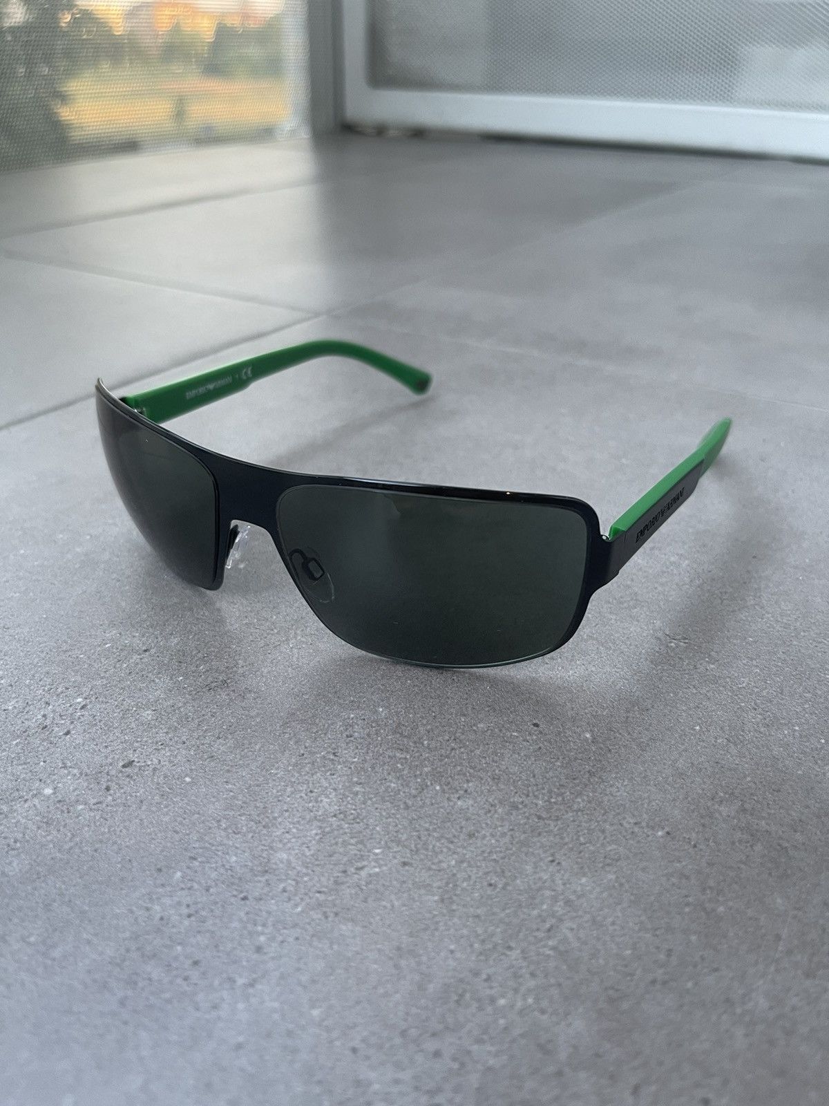 Emporio Armani Emporio Armani EA2005 3014/71 Black Green Racer Sunglasses Size ONE SIZE - 1 Thumbnail
